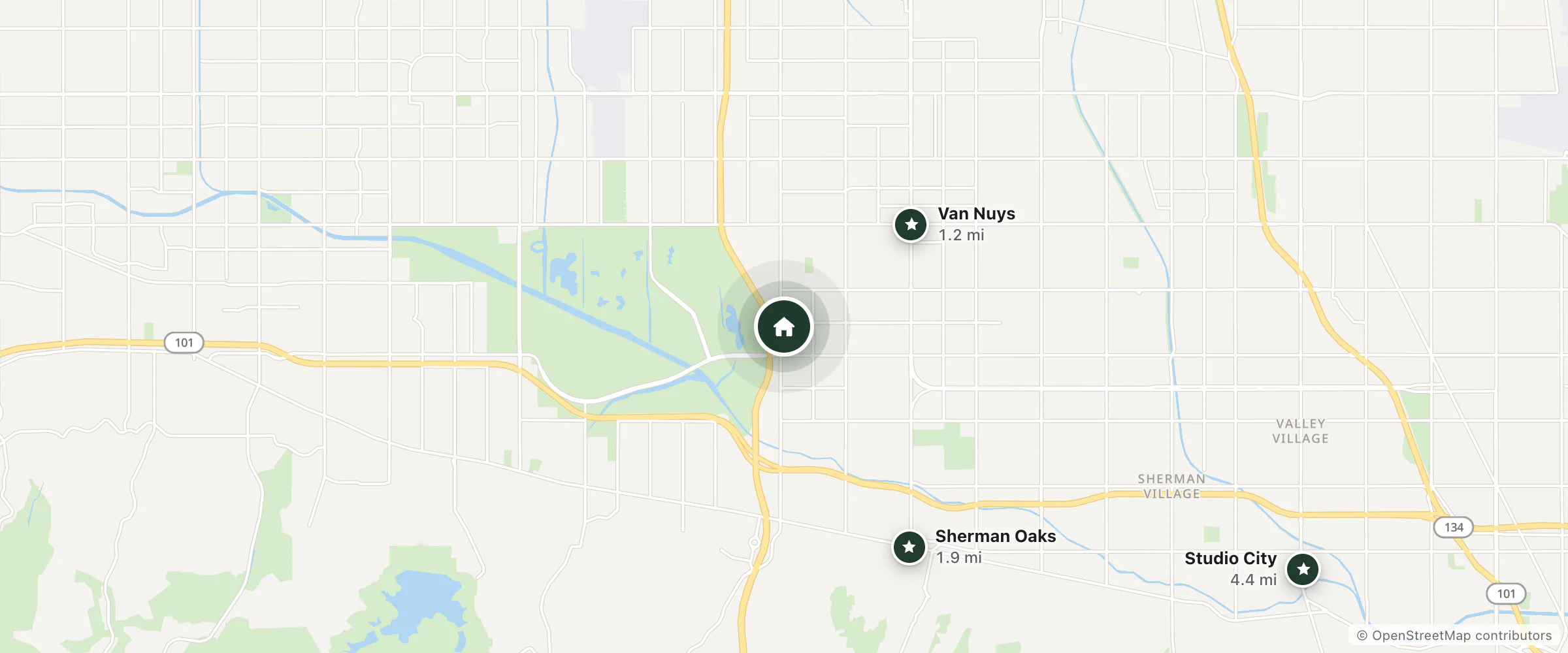 Map of El Cortez and nearby Van Nuys, Sherman Oaks and Studio City