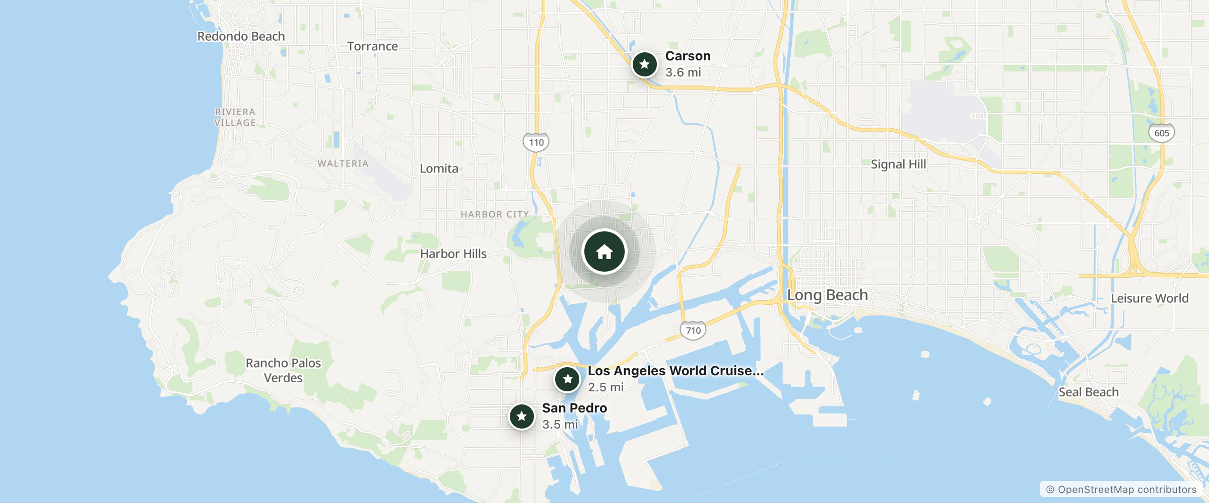 Map of Wilmington Inn and nearby Los Angeles World Cruise Center, San Pedro and Carson