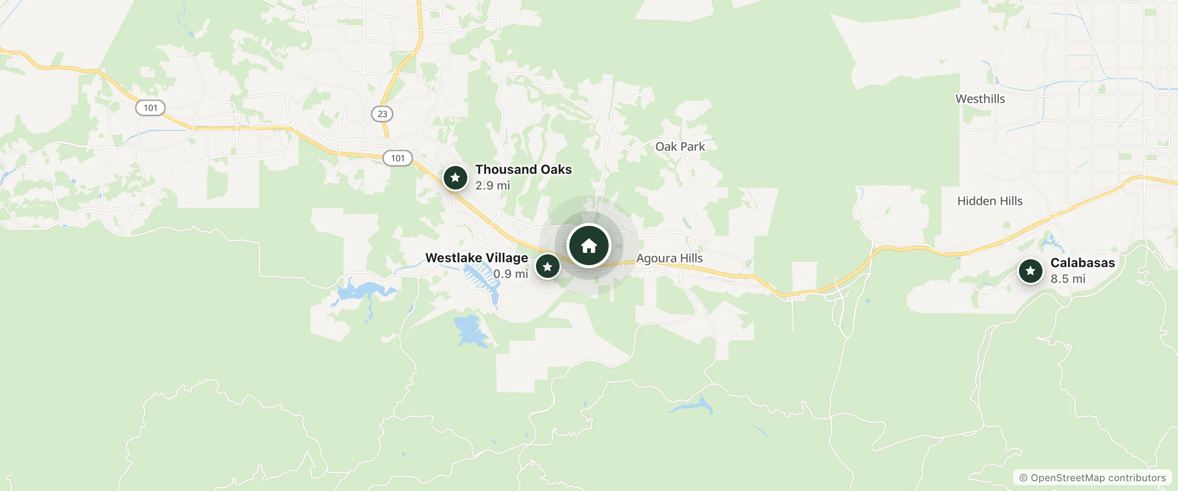 Map of Renaissance At Westlake Village and nearby Westlake Village, Thousand Oaks and Calabasas