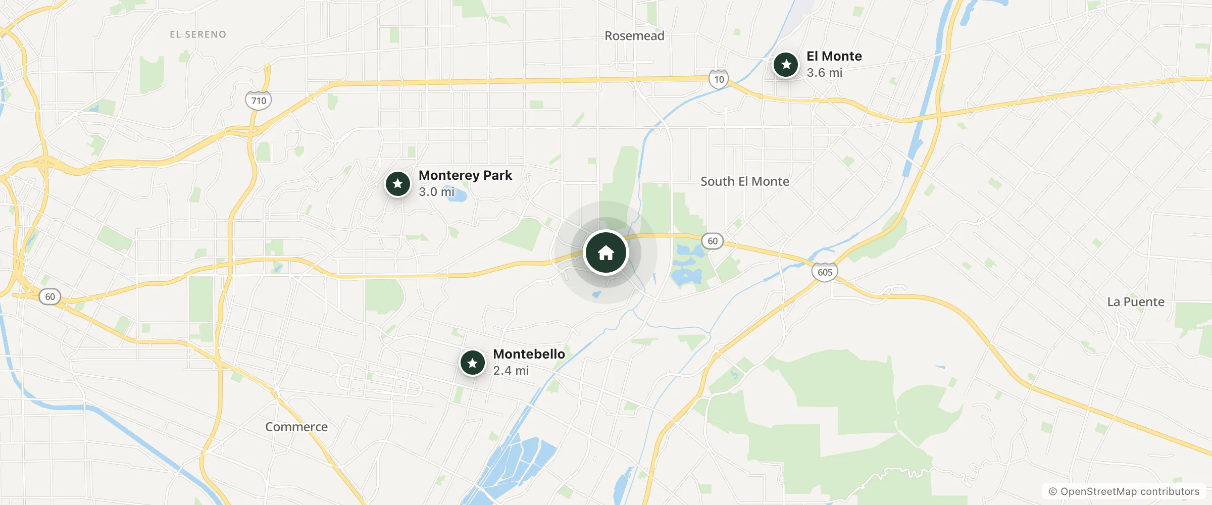 Map of Fairfield by Marriott Inn & Suites Los Angeles Rosemead and nearby Montebello, Monterey Park and El Monte