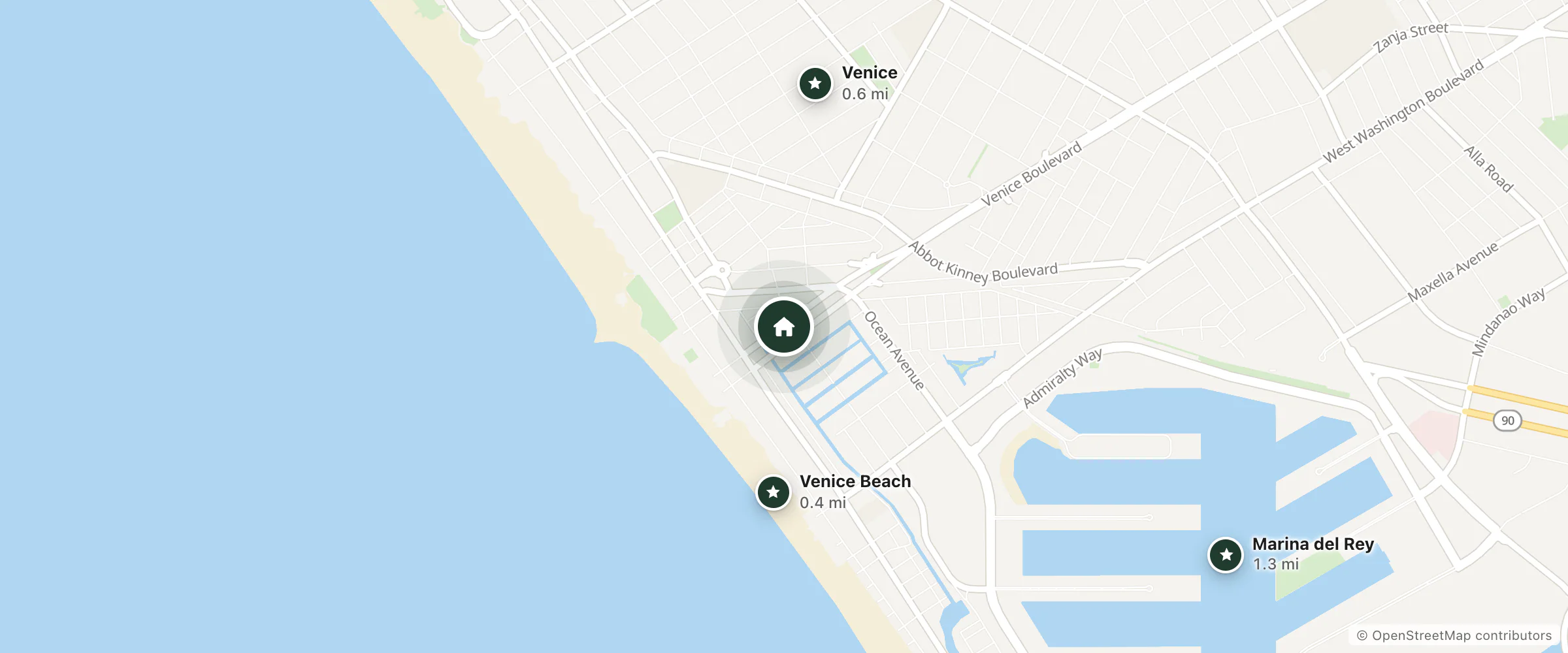 Map of Boutique 444 and nearby Venice Beach, Venice and Marina del Rey