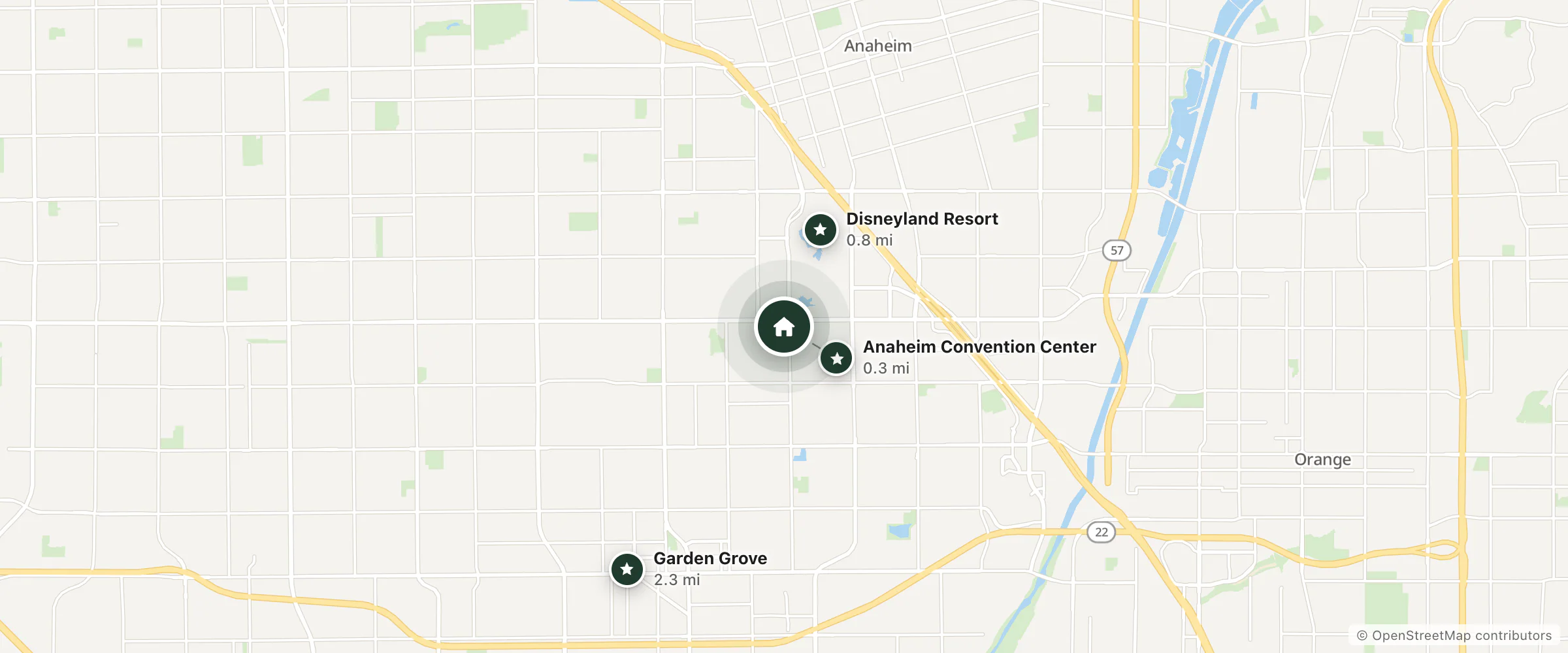 Map of Best Western Plus Stovall's Inn and nearby Anaheim Convention Center, Disneyland Resort and Garden Grove