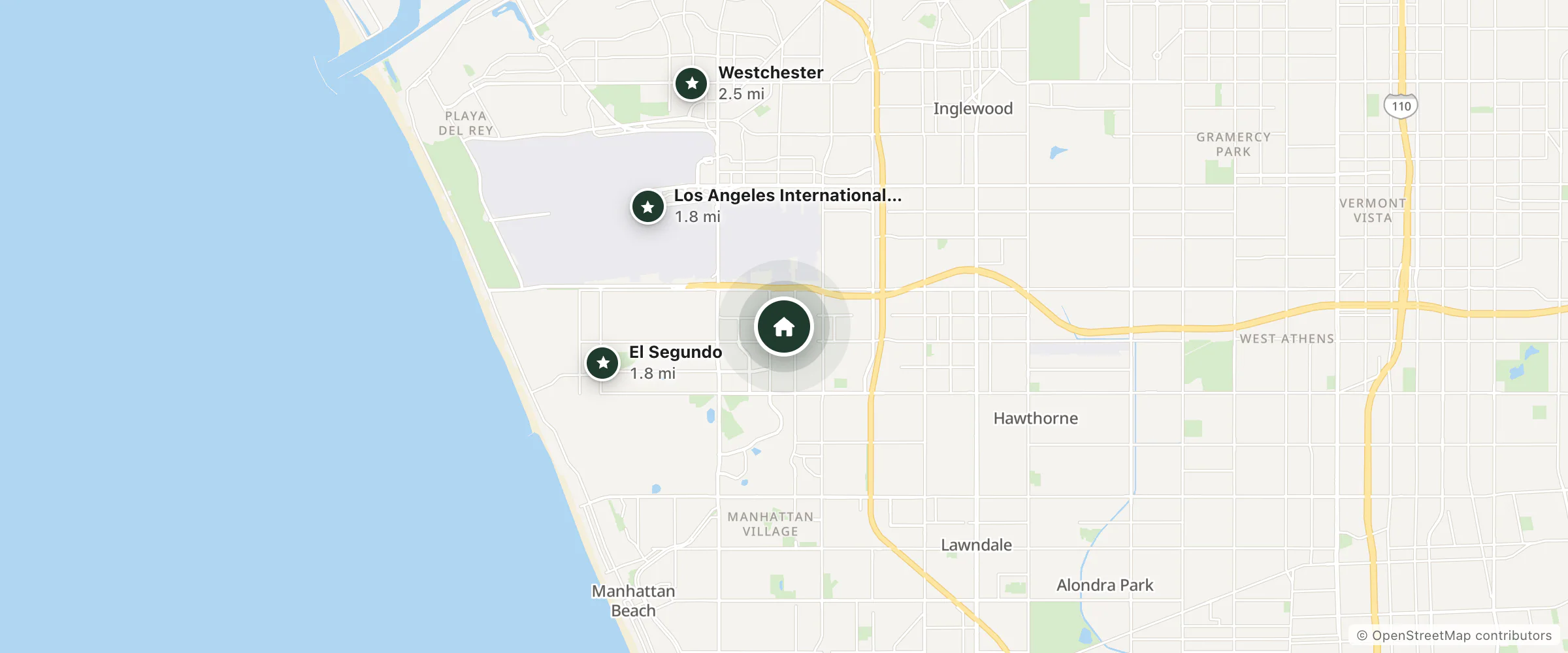 Map of Vagabond Inn Hotels and nearby Los Angeles International Airport, El Segundo and Westchester