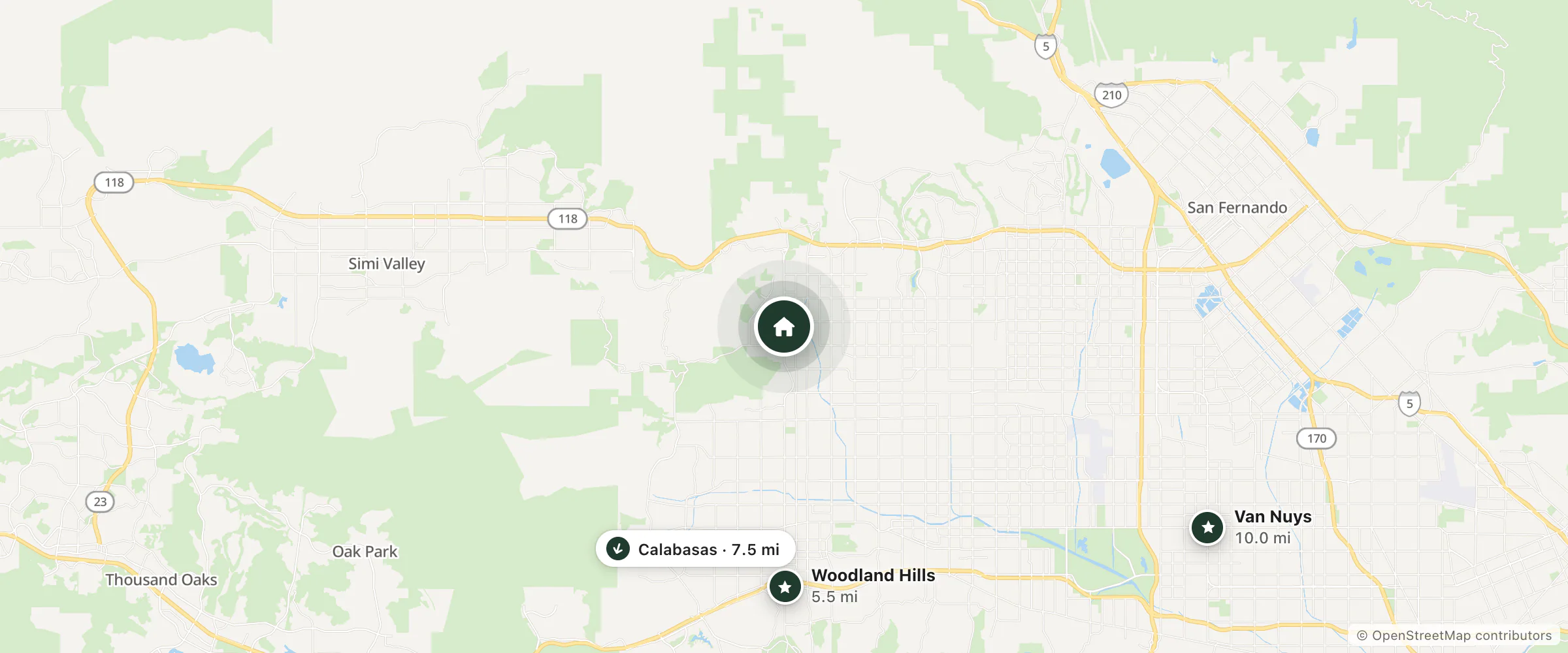 Map of DoubleTree by Hilton Chatsworth and nearby Woodland Hills, Calabasas and Van Nuys