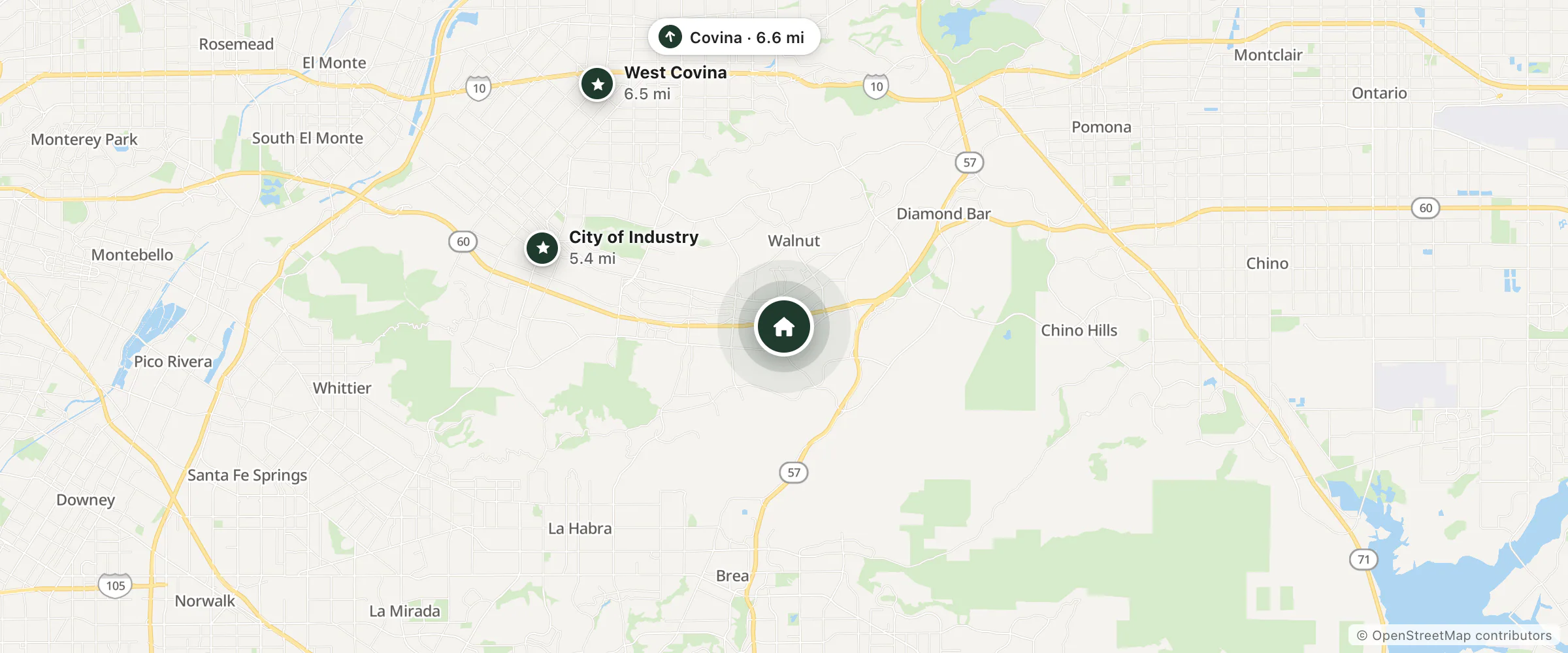 Map of Quality Inn & Suites Walnut - City of Industry and nearby City of Industry, West Covina and Covina