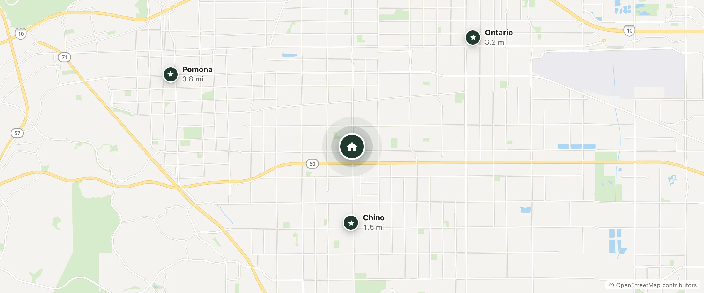 Map of Best Western Pine Tree Motel and nearby Chino, Ontario and Pomona