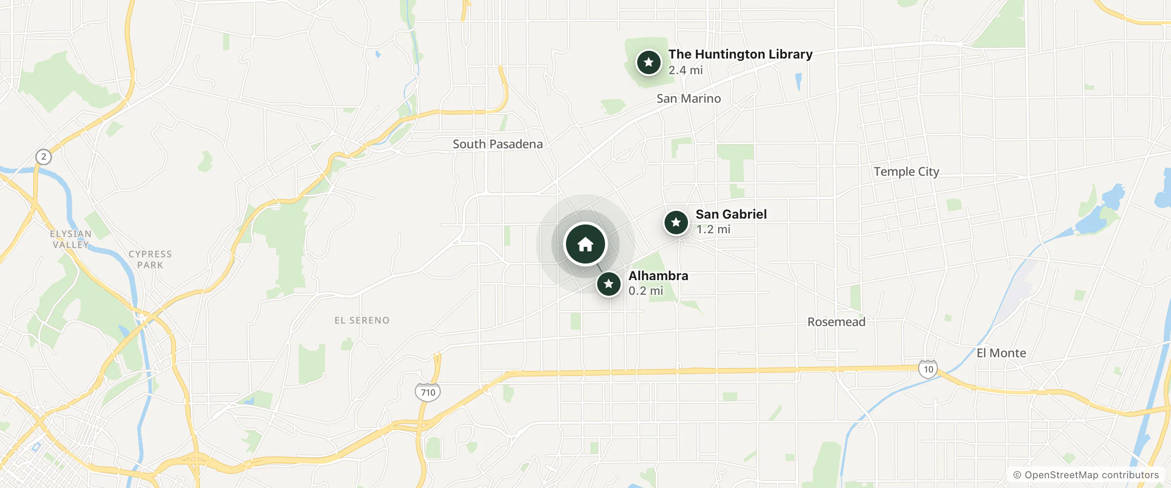 Map of Days Inn and nearby Alhambra, San Gabriel and The Huntington Library