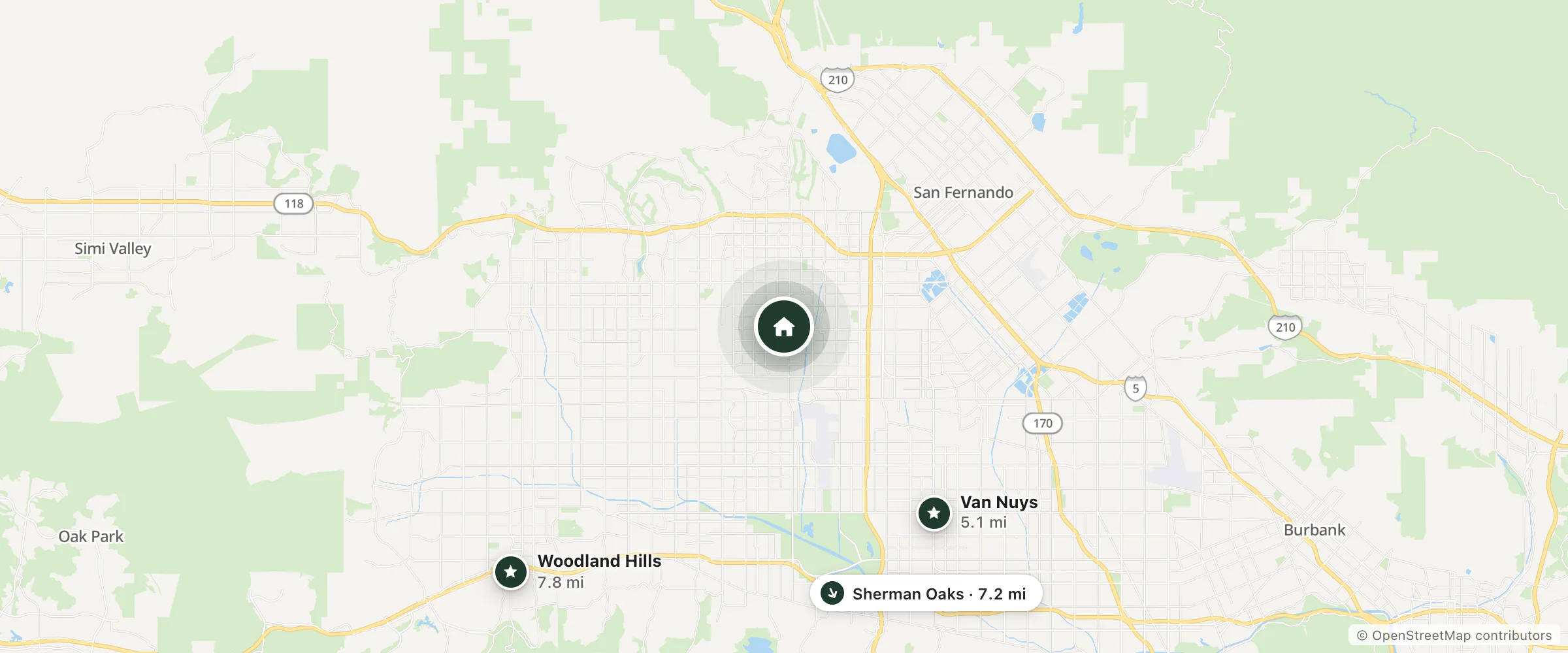 Map of Plummer Park and nearby Van Nuys, Sherman Oaks and Woodland Hills
