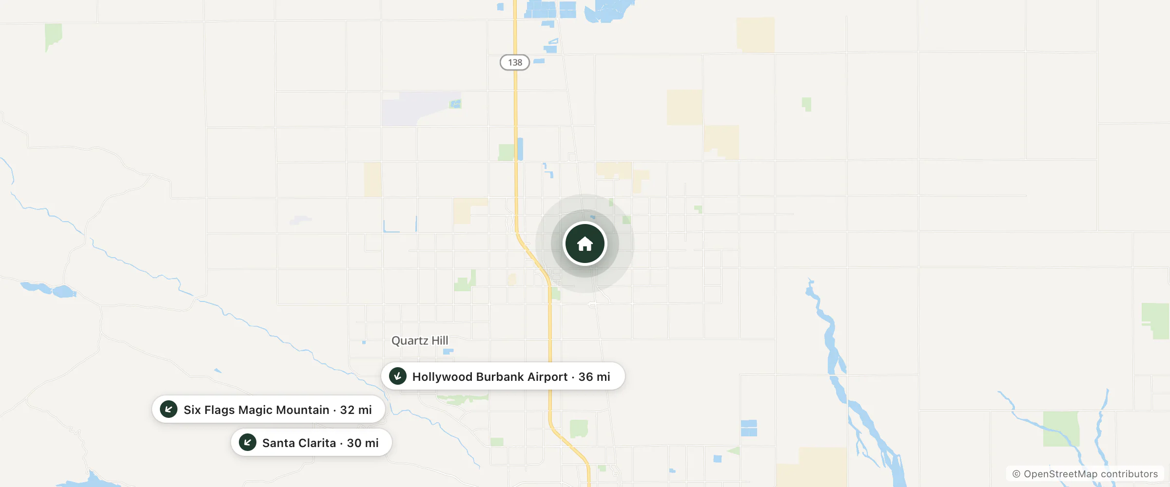 Map of Inn Of Lancaster and nearby Santa Clarita, Six Flags Magic Mountain and Hollywood Burbank Airport