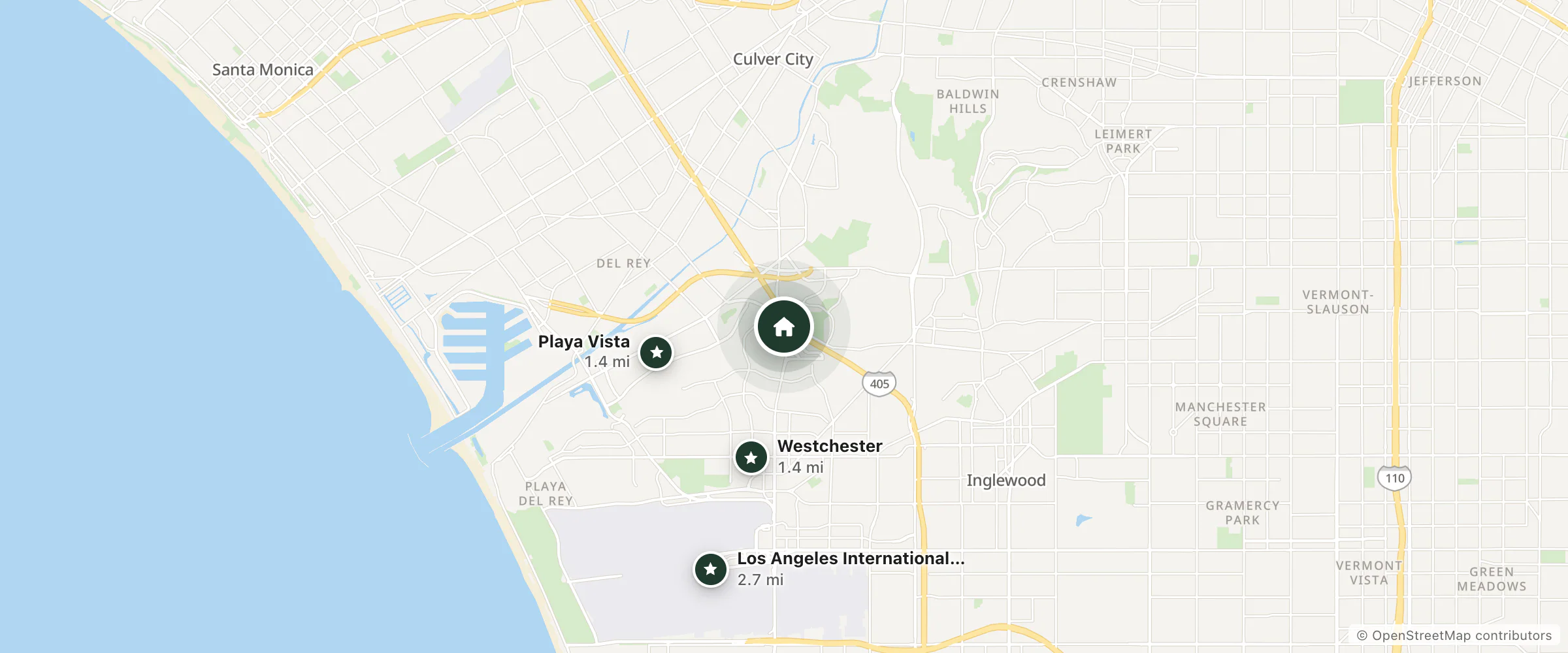 Map of Extended Stay America - Los Angeles - LAX Airport and nearby Playa Vista, Westchester and Los Angeles International Airport