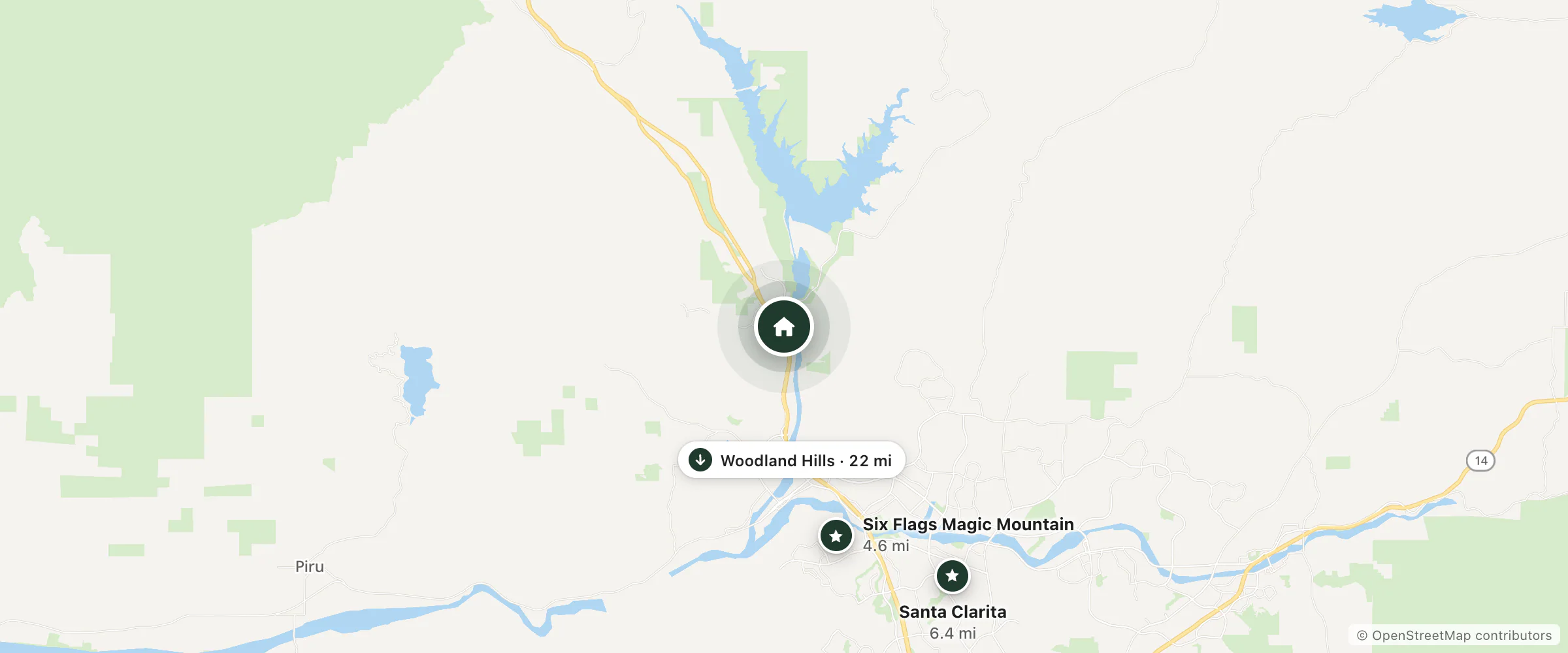Map of Days Inn and nearby Six Flags Magic Mountain, Santa Clarita and Woodland Hills