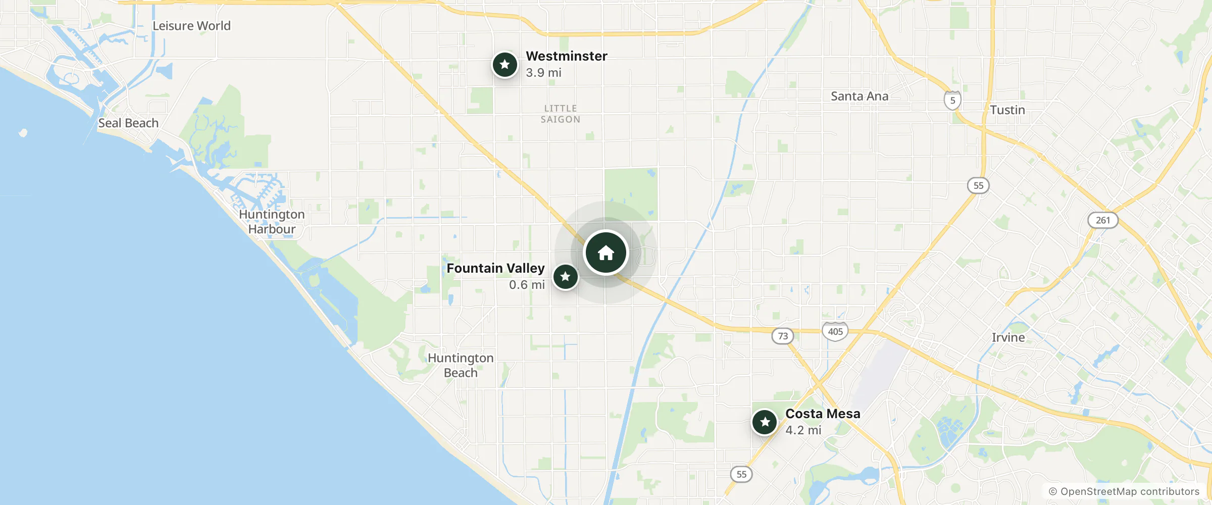 Map of Ayres Hotel Fountain Valley - Huntington Beach and nearby Fountain Valley, Westminster and Costa Mesa