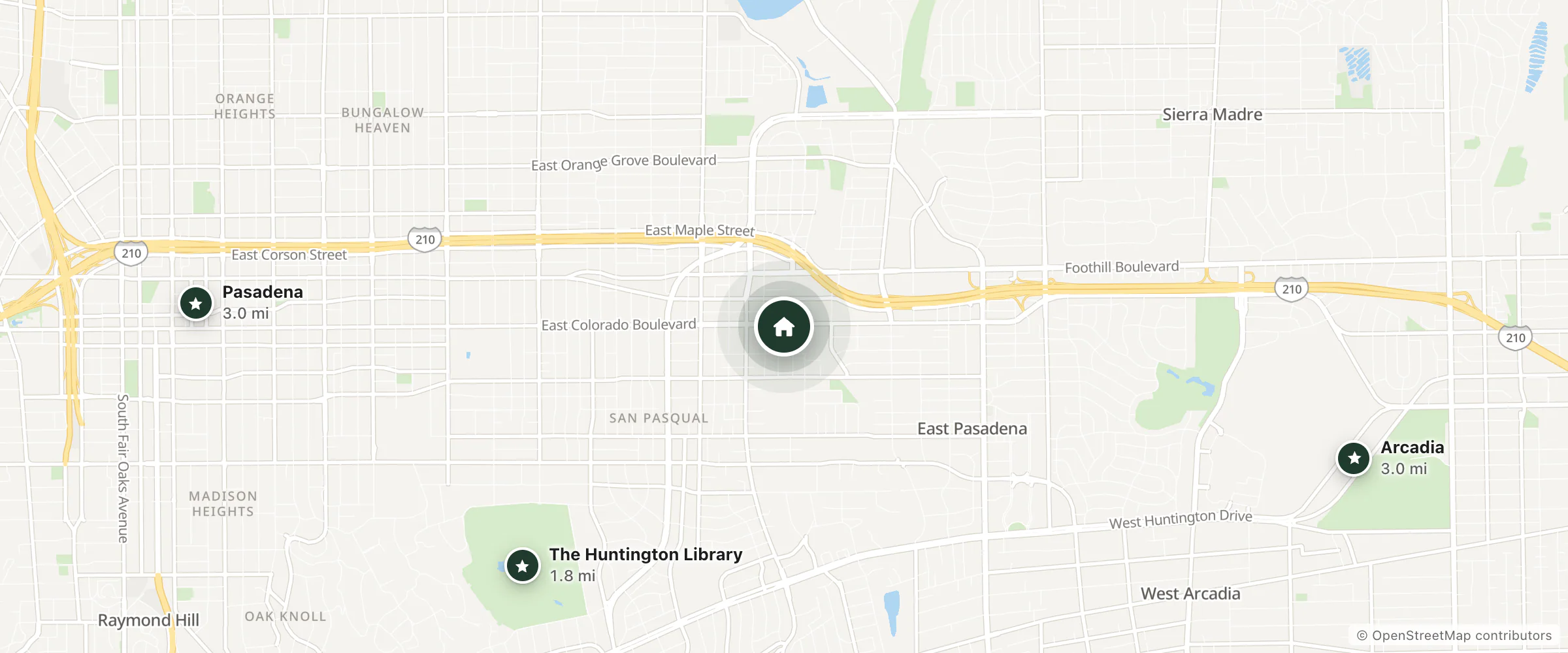 Map of Ace Motel and nearby The Huntington Library, Arcadia and Pasadena
