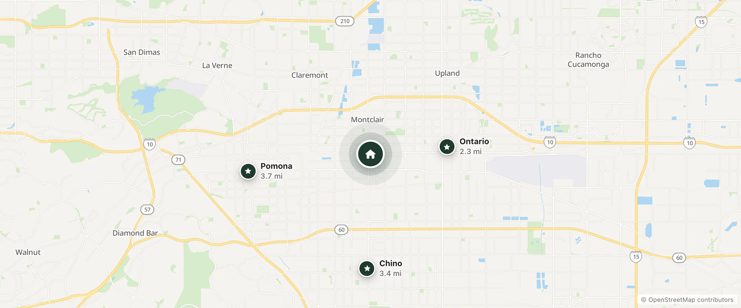 Map of Ontario Inn & Suites and nearby Ontario, Chino and Pomona