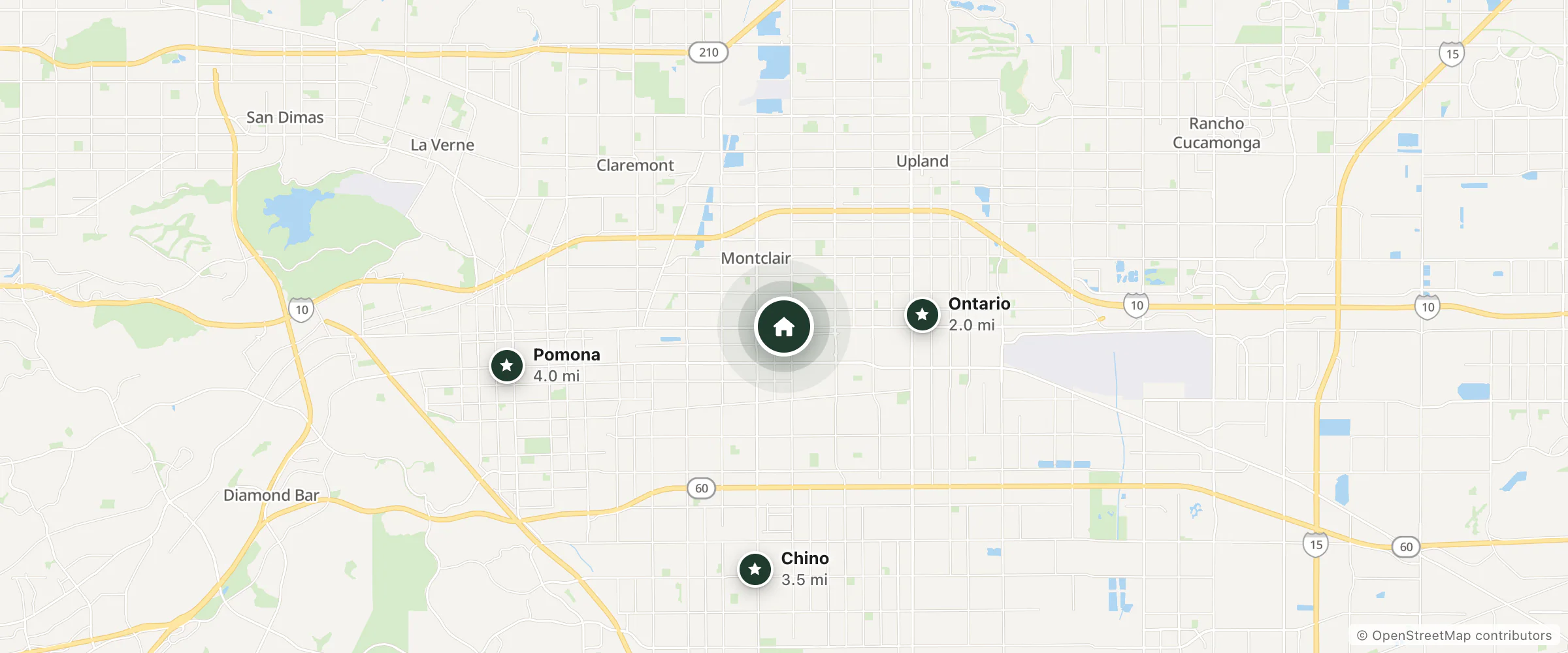 Map of Country Inn Motel and nearby Ontario, Chino and Pomona
