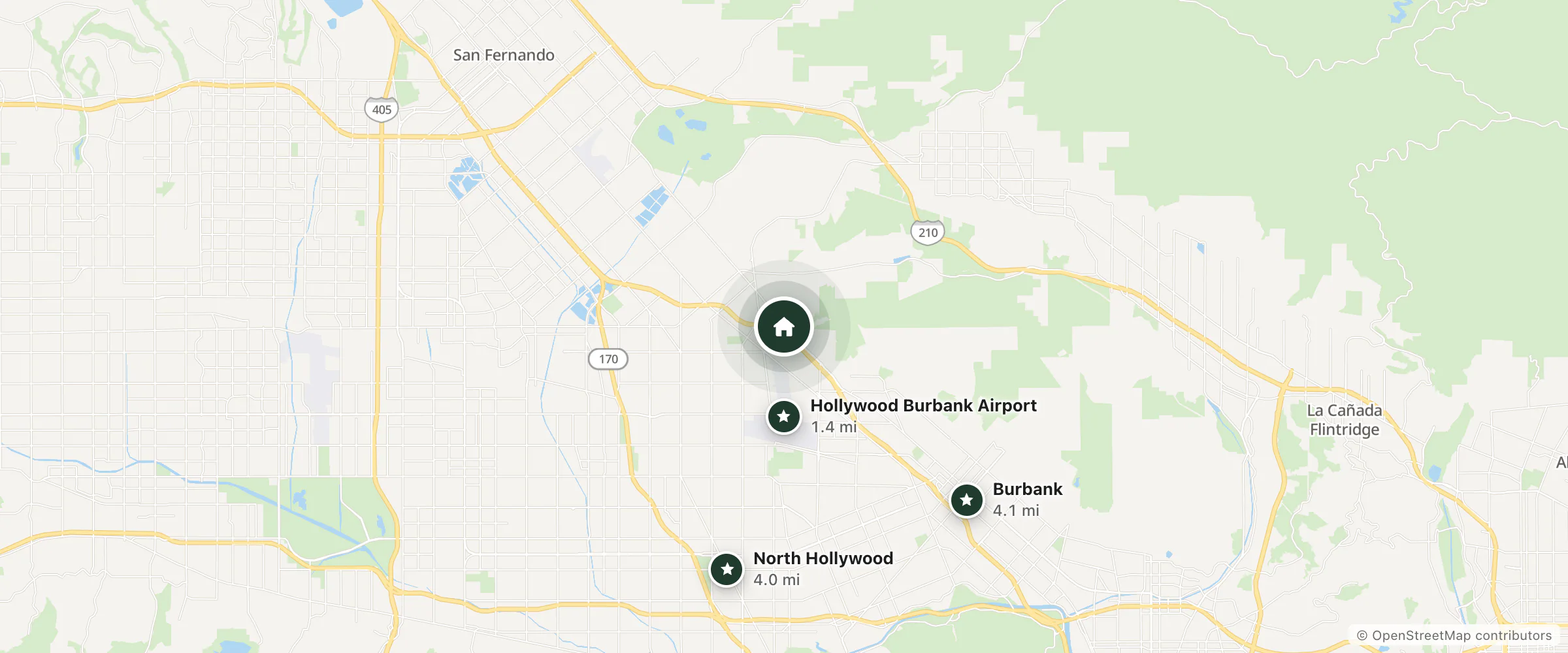 Map of Willows Motor Lodge and nearby Hollywood Burbank Airport, North Hollywood and Burbank