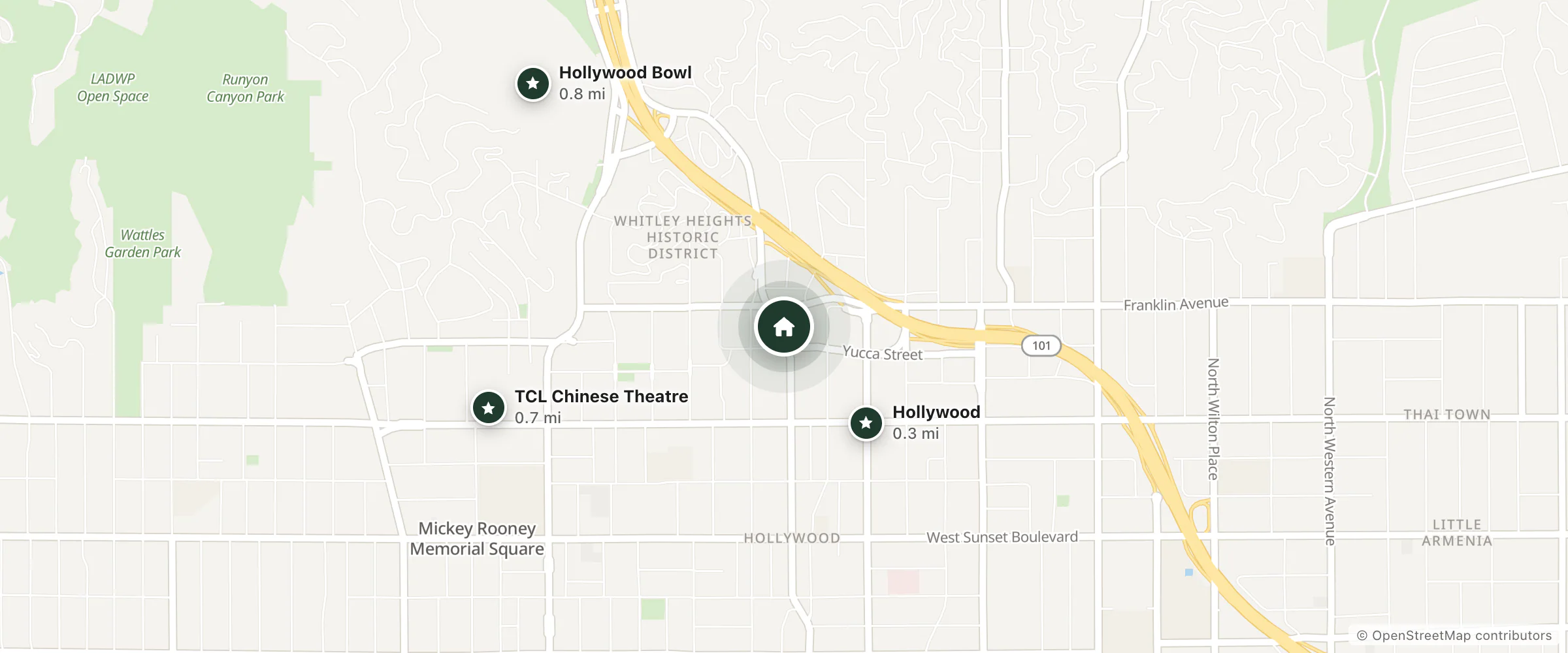 Map of Best Inn Hollywood and nearby Hollywood, TCL Chinese Theatre and Hollywood Bowl