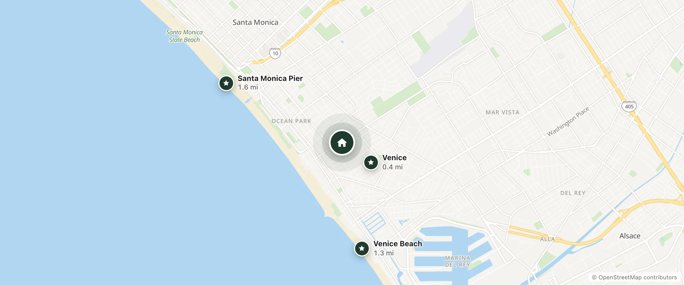 Map of The Parachute Hotel and nearby Venice, Venice Beach and Santa Monica Pier
