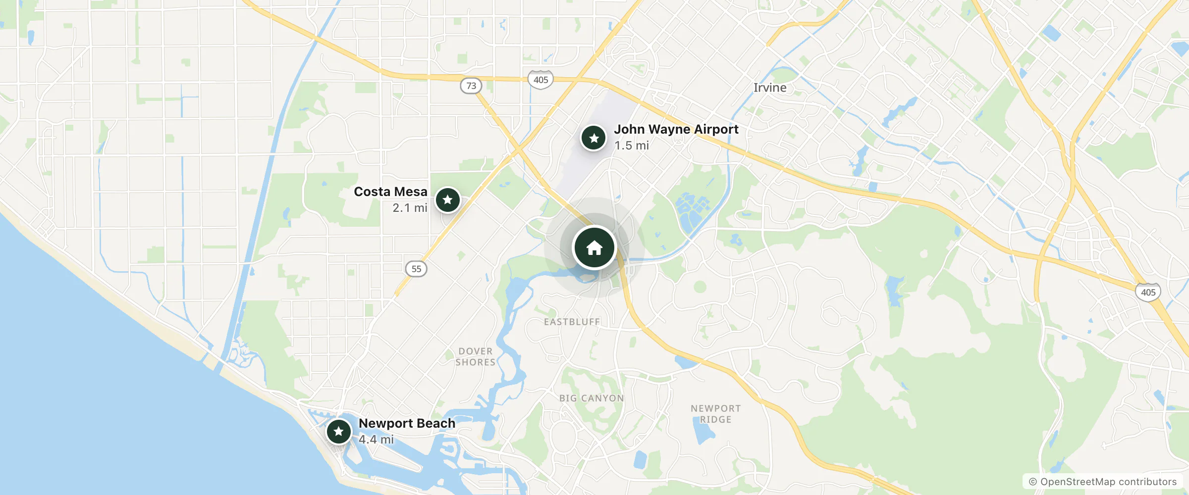 Map of Marriott and nearby John Wayne Airport, Costa Mesa and Newport Beach
