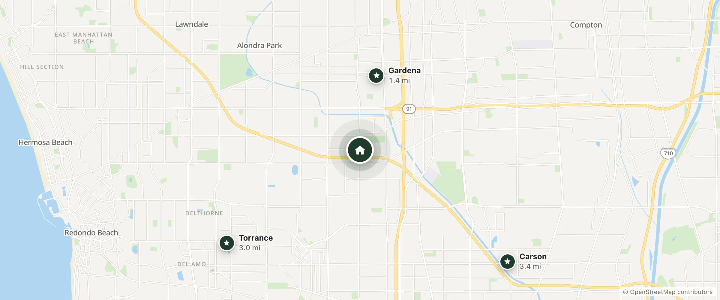 Map of Comfort Inn & Suites Near the Home Depot Center and nearby Gardena, Torrance and Carson