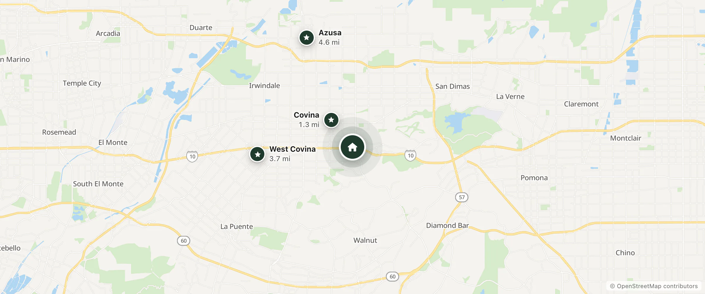 Map of Best Western Plus West Covina Inn and nearby Covina, West Covina and Azusa