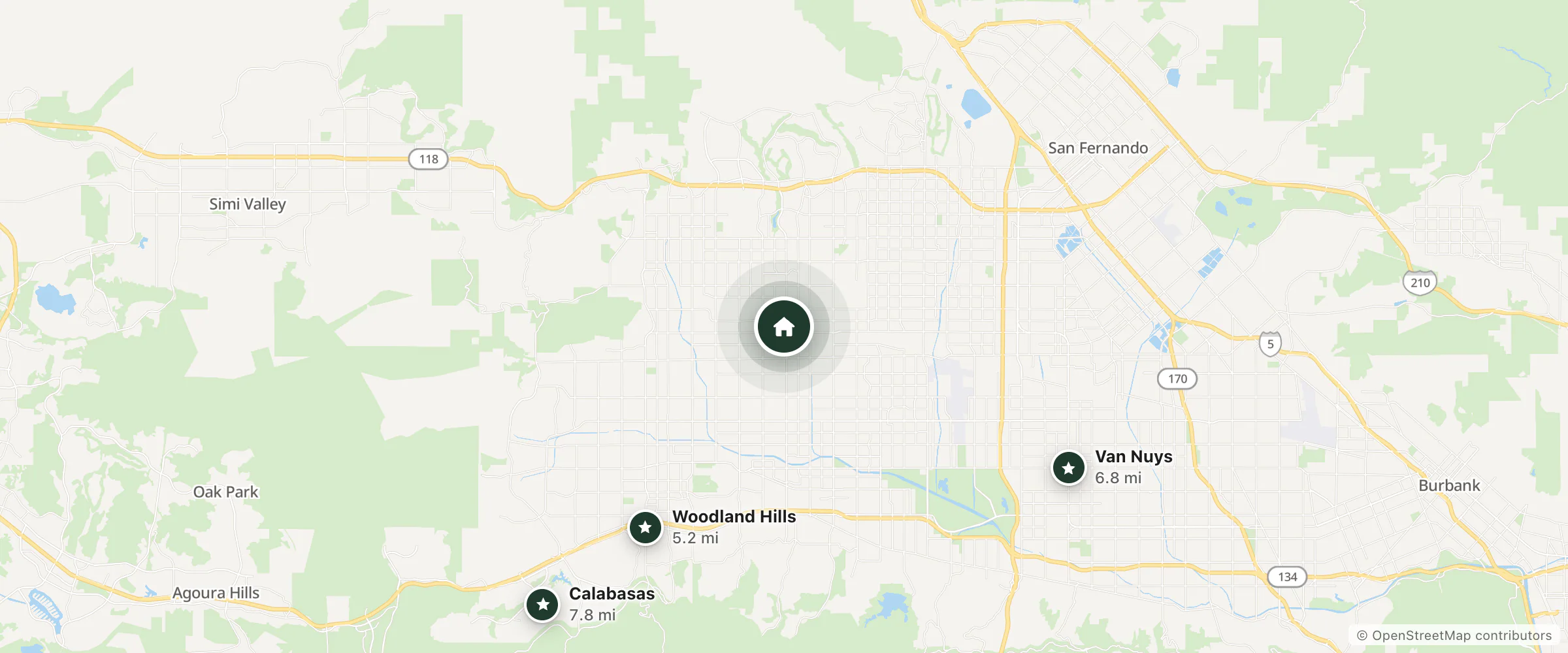 Map of Extended Stay America Suites- Los Angeles - Northridge and nearby Woodland Hills, Van Nuys and Calabasas