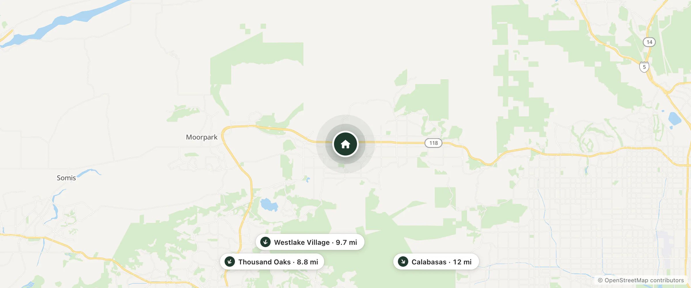 Map of Holiday Inn Express and nearby Thousand Oaks, Westlake Village and Calabasas