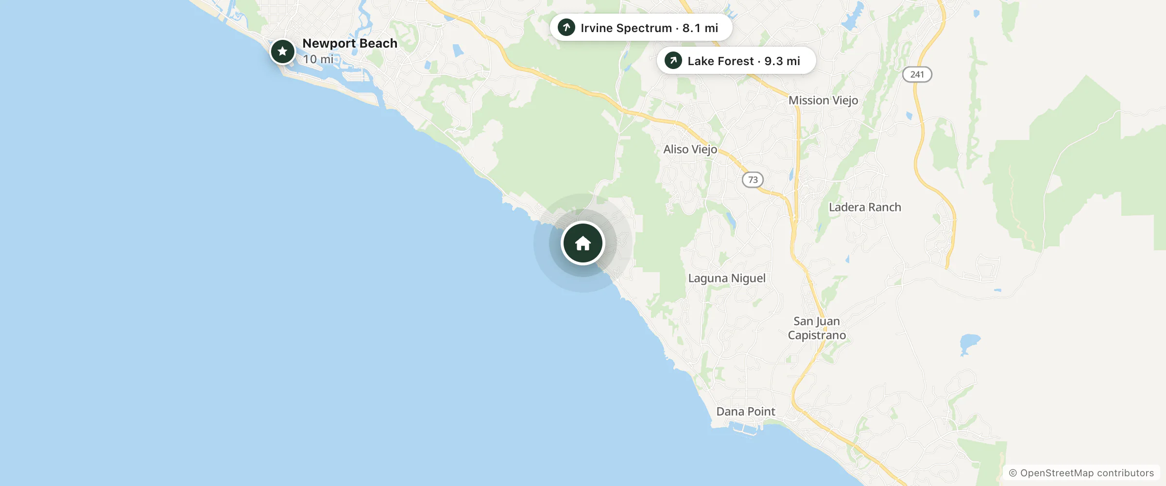 Map of SCP Seven4One and nearby Irvine Spectrum, Lake Forest and Newport Beach