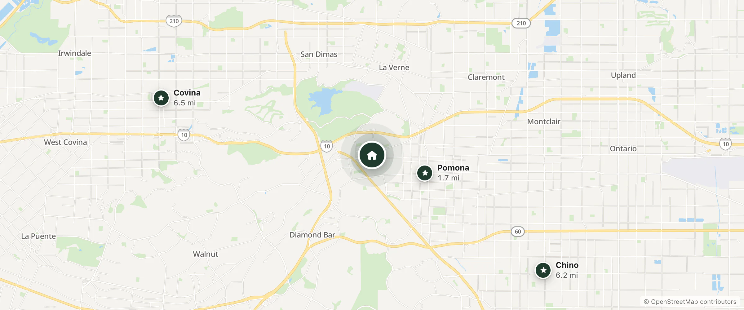 Map of Shilo Inn Suites Hotel Pomona Hilltop and nearby Pomona, Chino and Covina