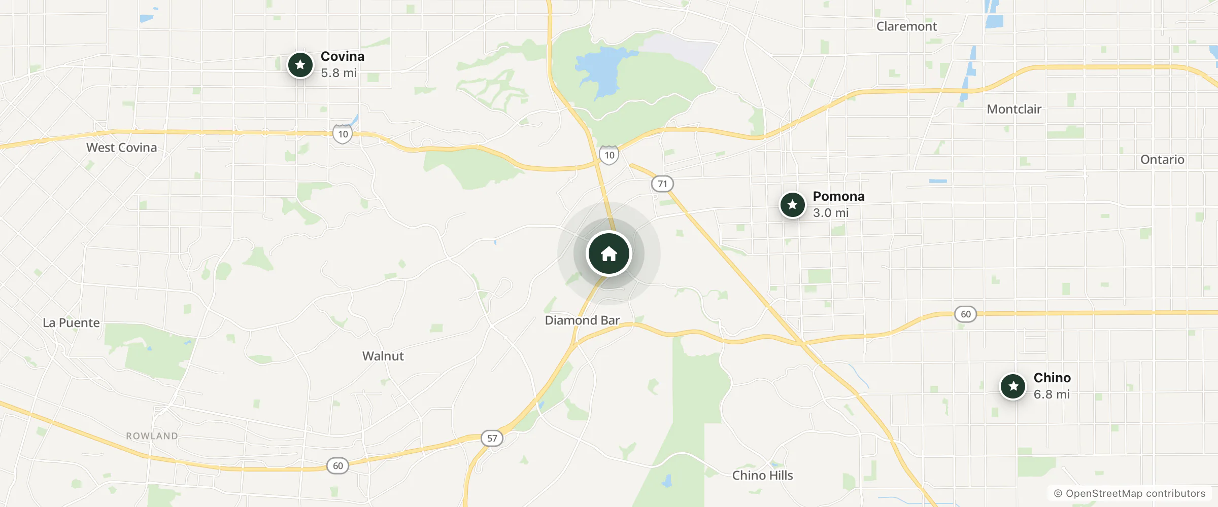 Map of DoubleTree by Hilton Pomona and nearby Pomona, Covina and Chino