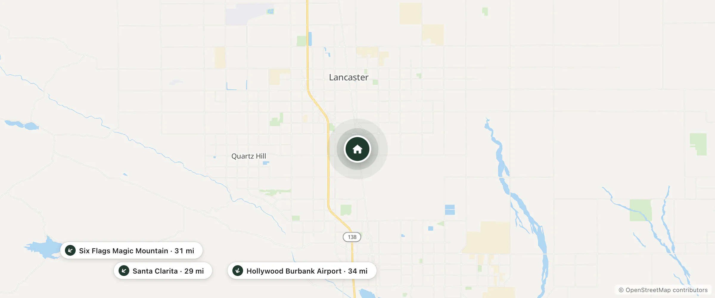 Map of T Bird Motel and nearby Santa Clarita, Six Flags Magic Mountain and Hollywood Burbank Airport