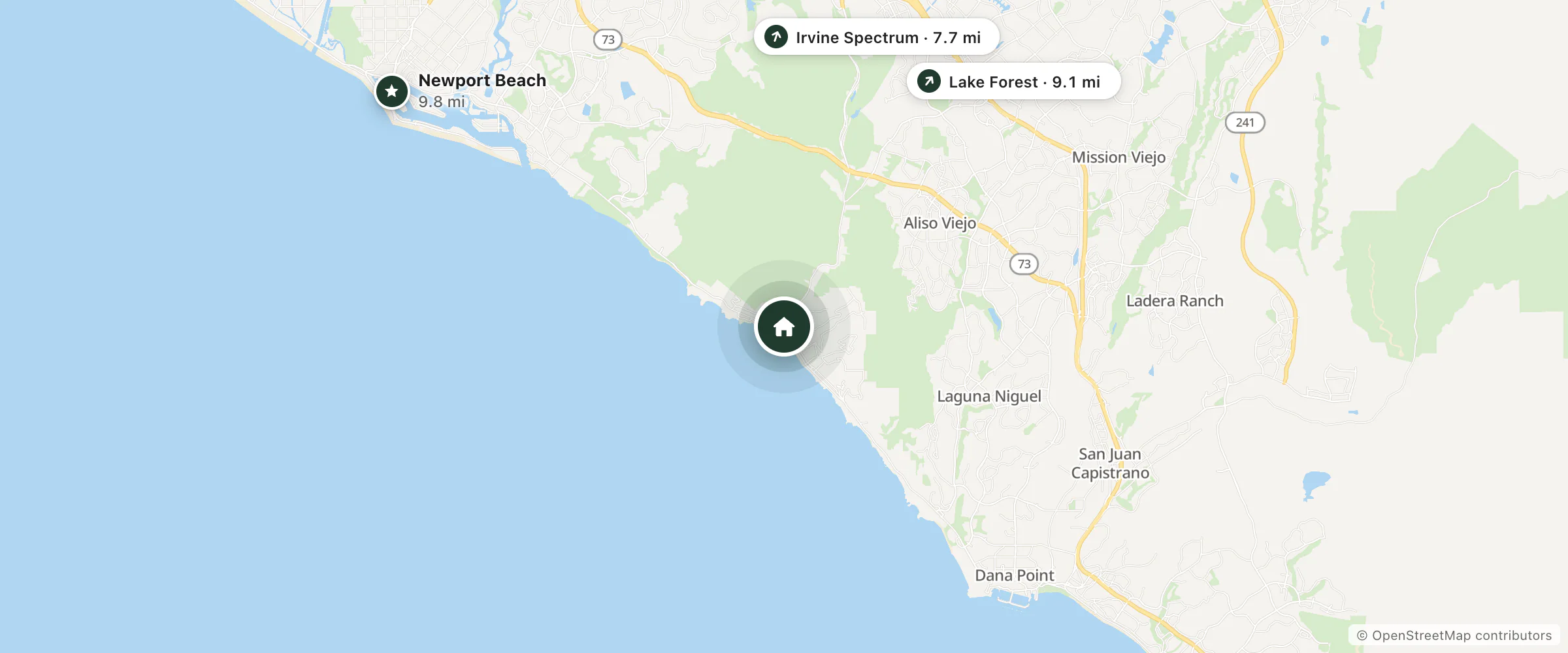 Map of Papageno Resort and nearby Irvine Spectrum, Lake Forest and Newport Beach