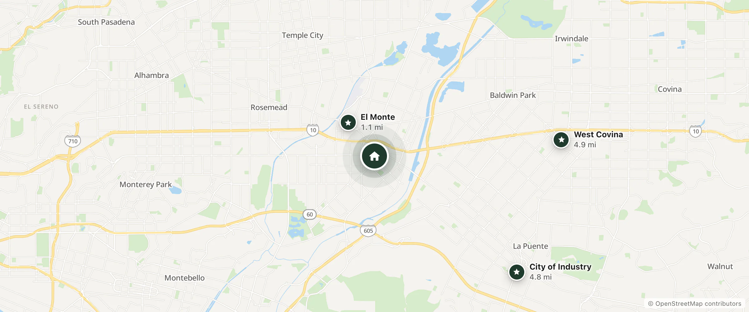 Map of Jai Prabhu, Llc Dba Victory Motel Or Le and nearby El Monte, City of Industry and West Covina