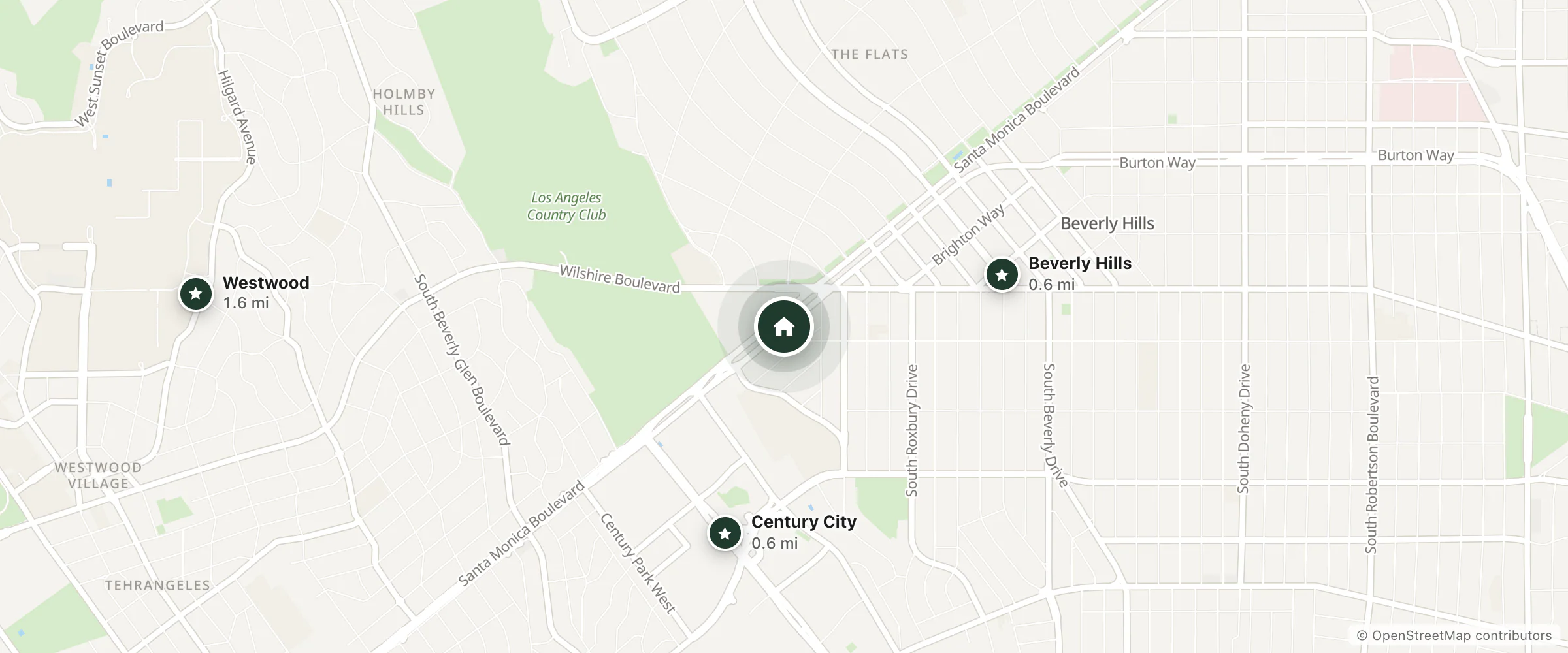 Map of Family Elite and nearby Century City, Beverly Hills and Westwood
