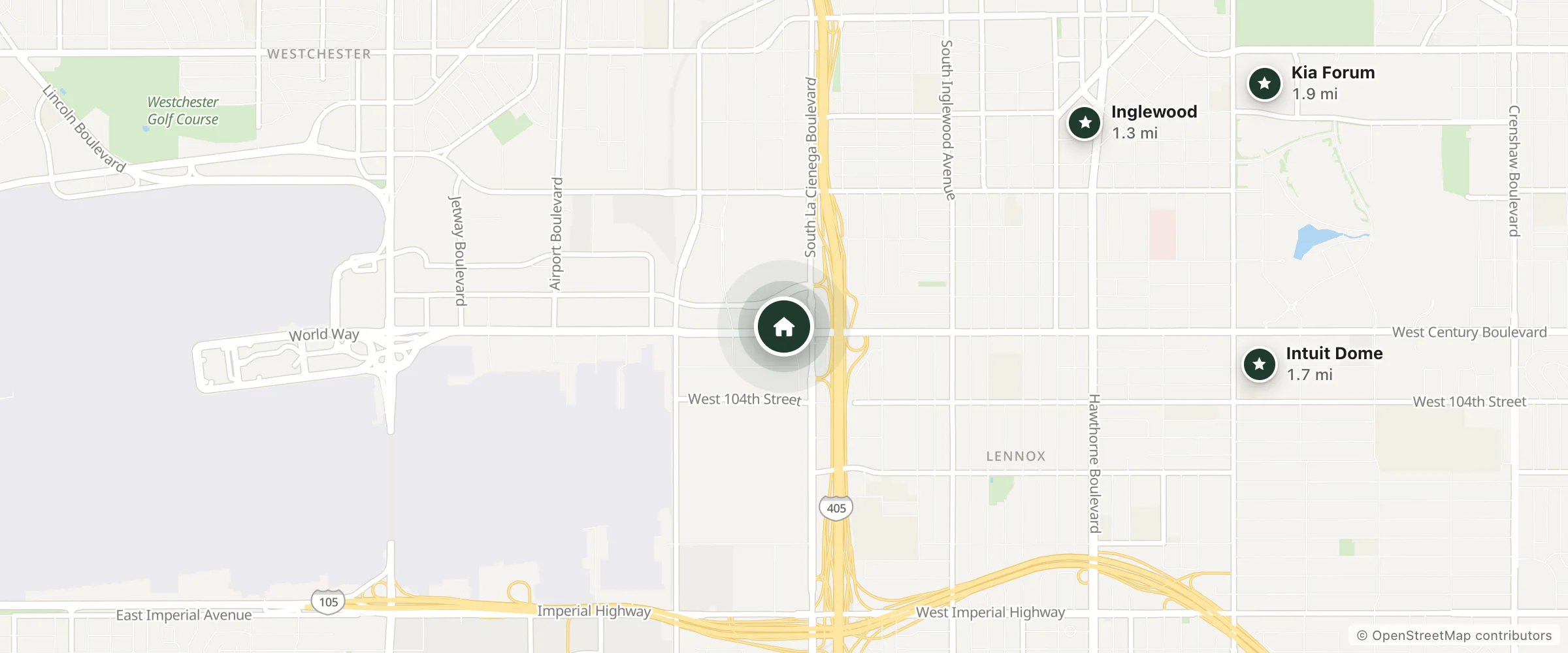 Map of La Quinta Inn & Suites LAX and nearby Inglewood, Intuit Dome and Kia Forum