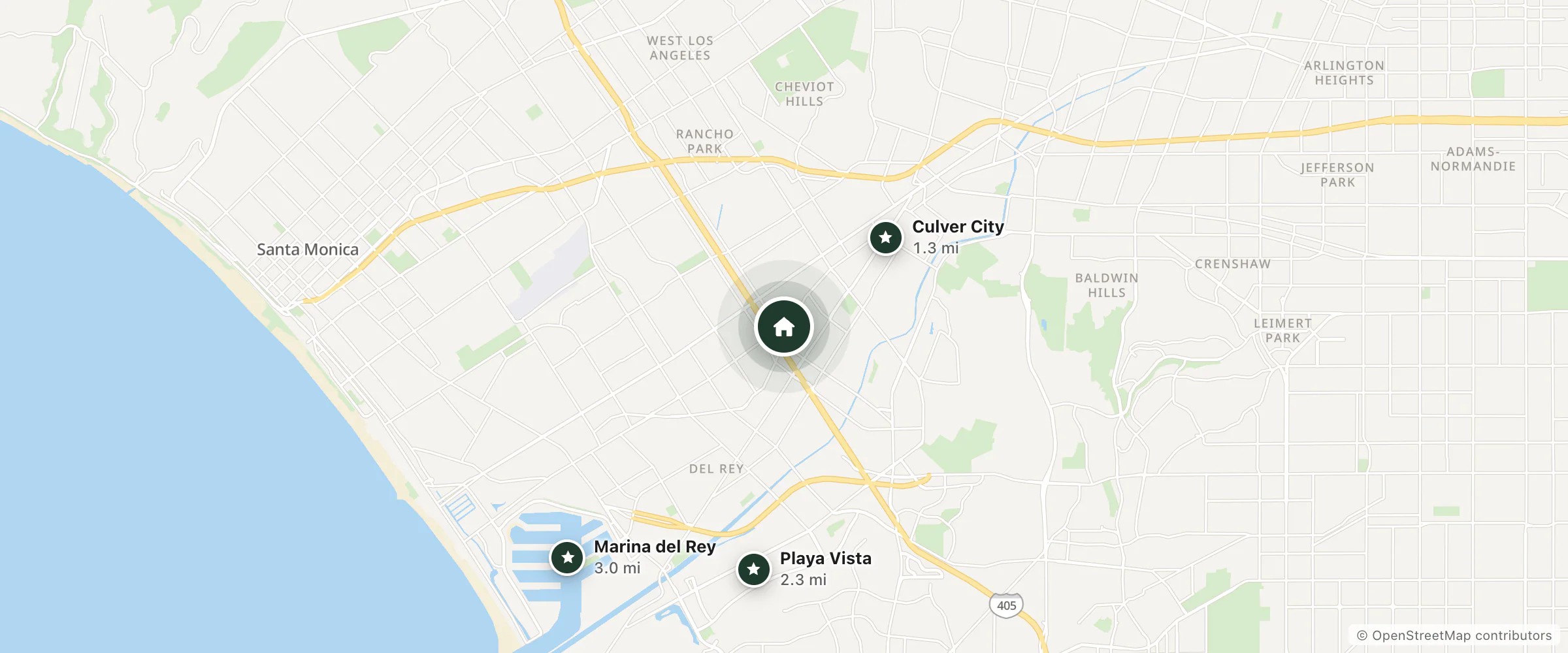 Map of Travelodge by Wyndham Culver City and nearby Culver City, Playa Vista and Marina del Rey