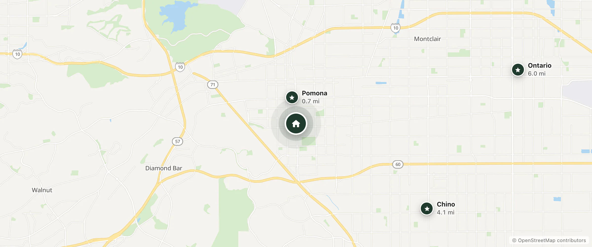 Map of Comfort Inn Pomona and nearby Pomona, Chino and Ontario