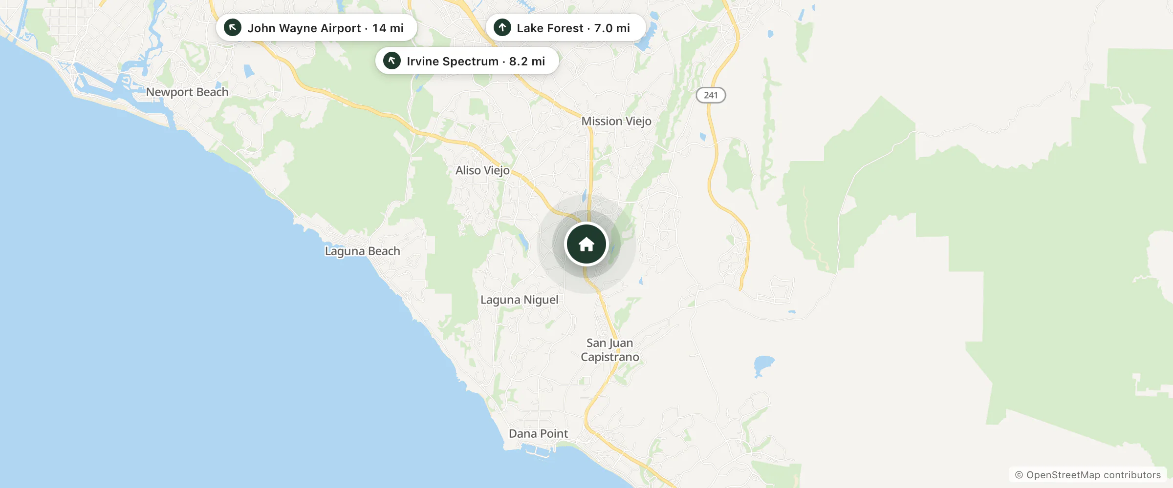 Map of Americas Best Value Laguna Inn & Suites and nearby Lake Forest, Irvine Spectrum and John Wayne Airport