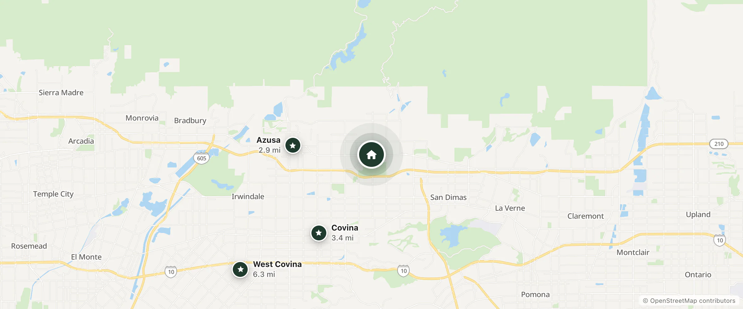 Map of Best Western Route 66 Glendora Inn and nearby Azusa, Covina and West Covina