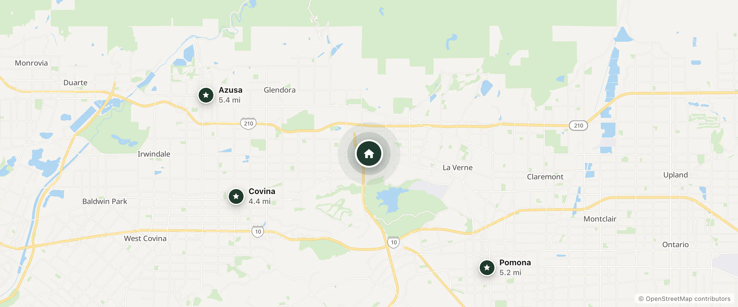Map of Best Western San Dimas Hotel & Suites and nearby Covina, Pomona and Azusa
