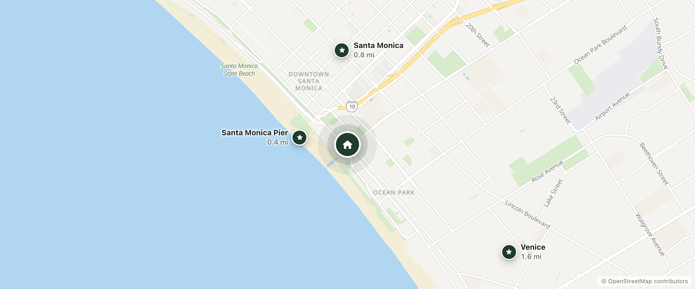 Map of Viceroy Santa Monica and nearby Santa Monica Pier, Santa Monica and Venice