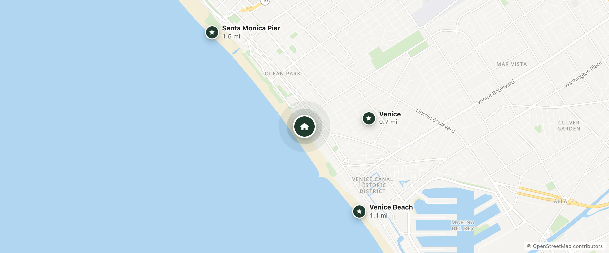 Map of Venice Suites and nearby Venice, Venice Beach and Santa Monica Pier