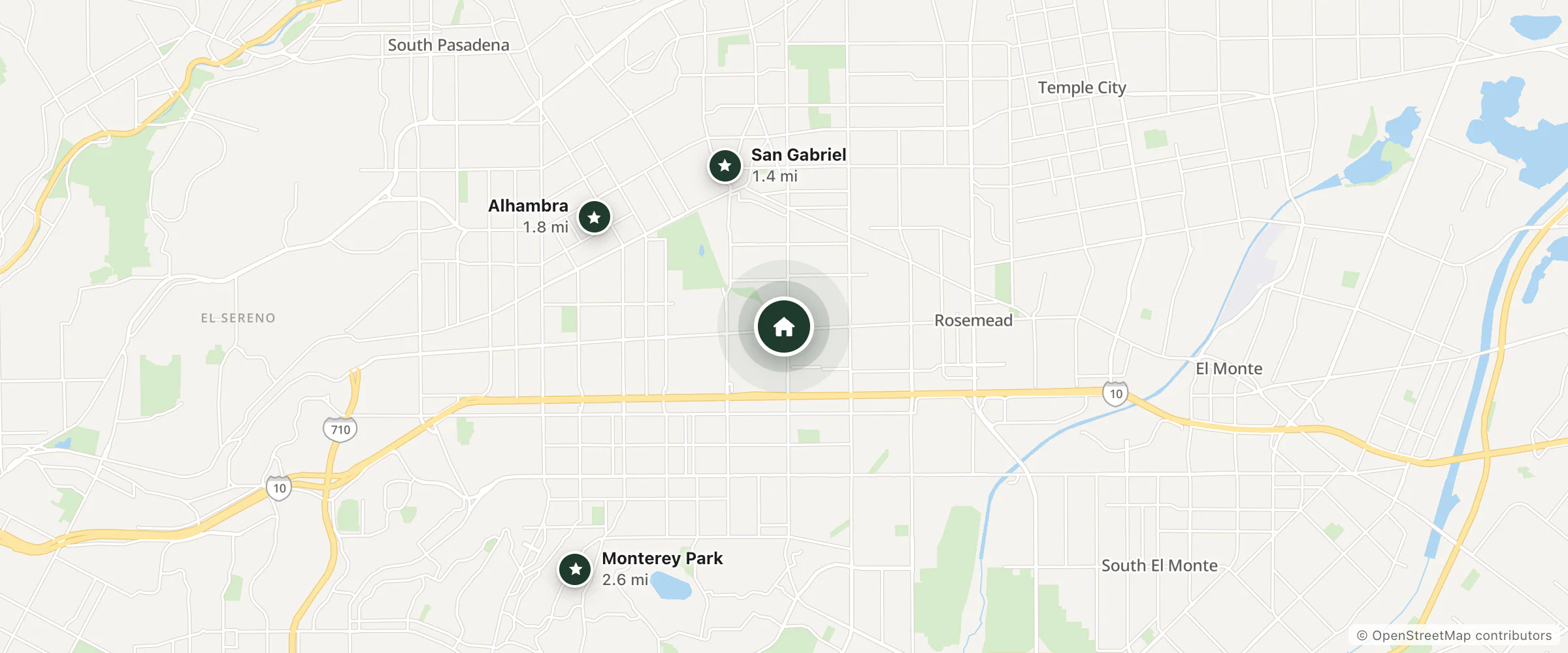 Map of The Jordan San Gabriel, Curio Collection By Hilton and nearby San Gabriel, Alhambra and Monterey Park