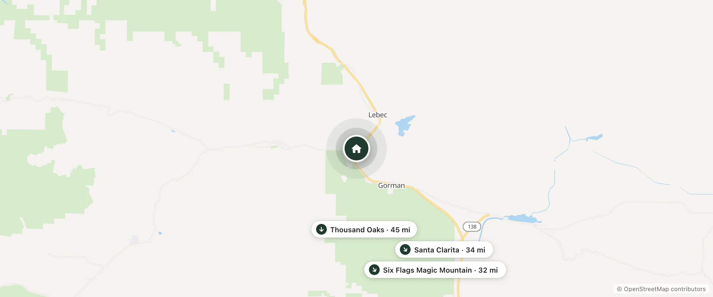 Map of Holiday Inn Express and Suites Frazier Park and nearby Six Flags Magic Mountain, Santa Clarita and Thousand Oaks