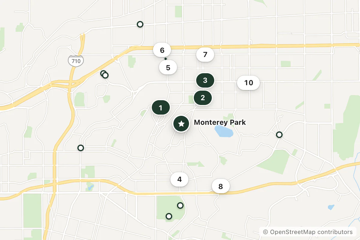 Map of the top 17 hotels for this question around Monterey Park