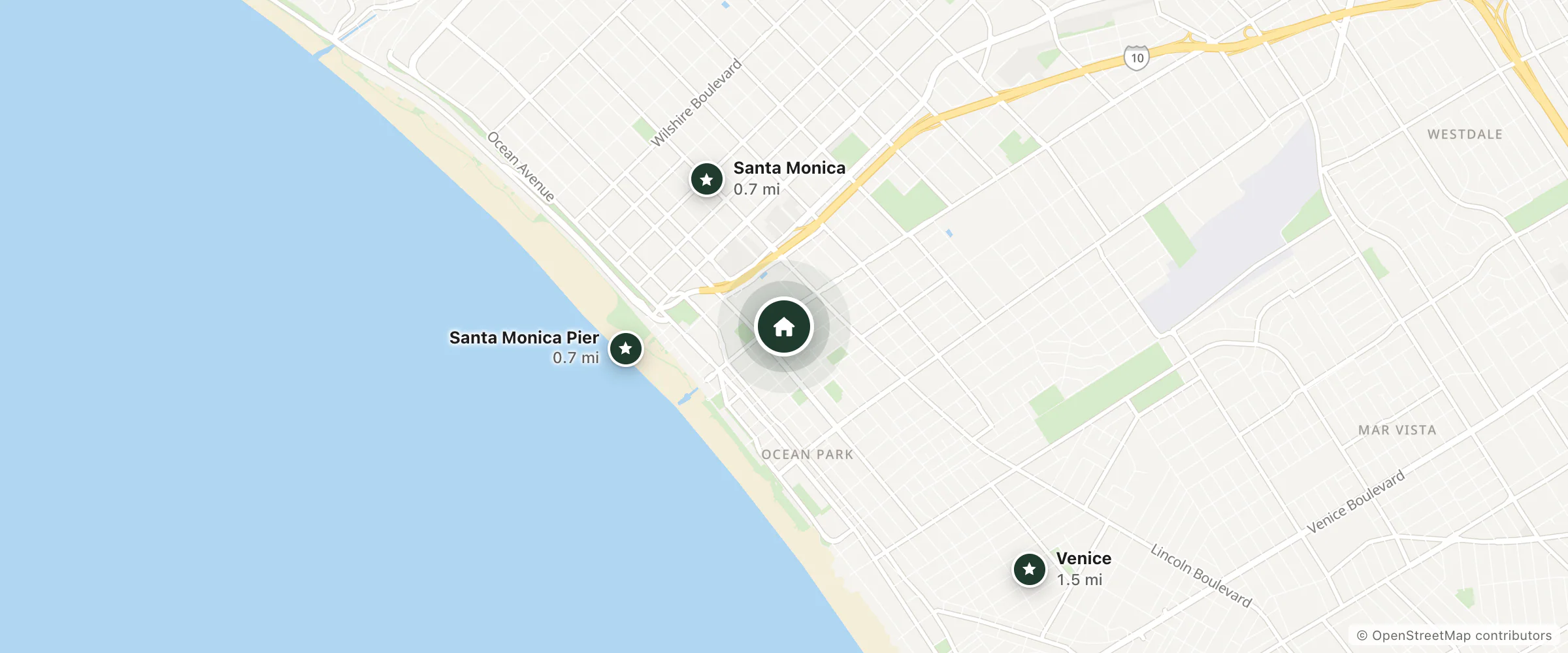 Map of Hyatt Centric Delfina Santa Monica and nearby Santa Monica Pier, Santa Monica and Venice