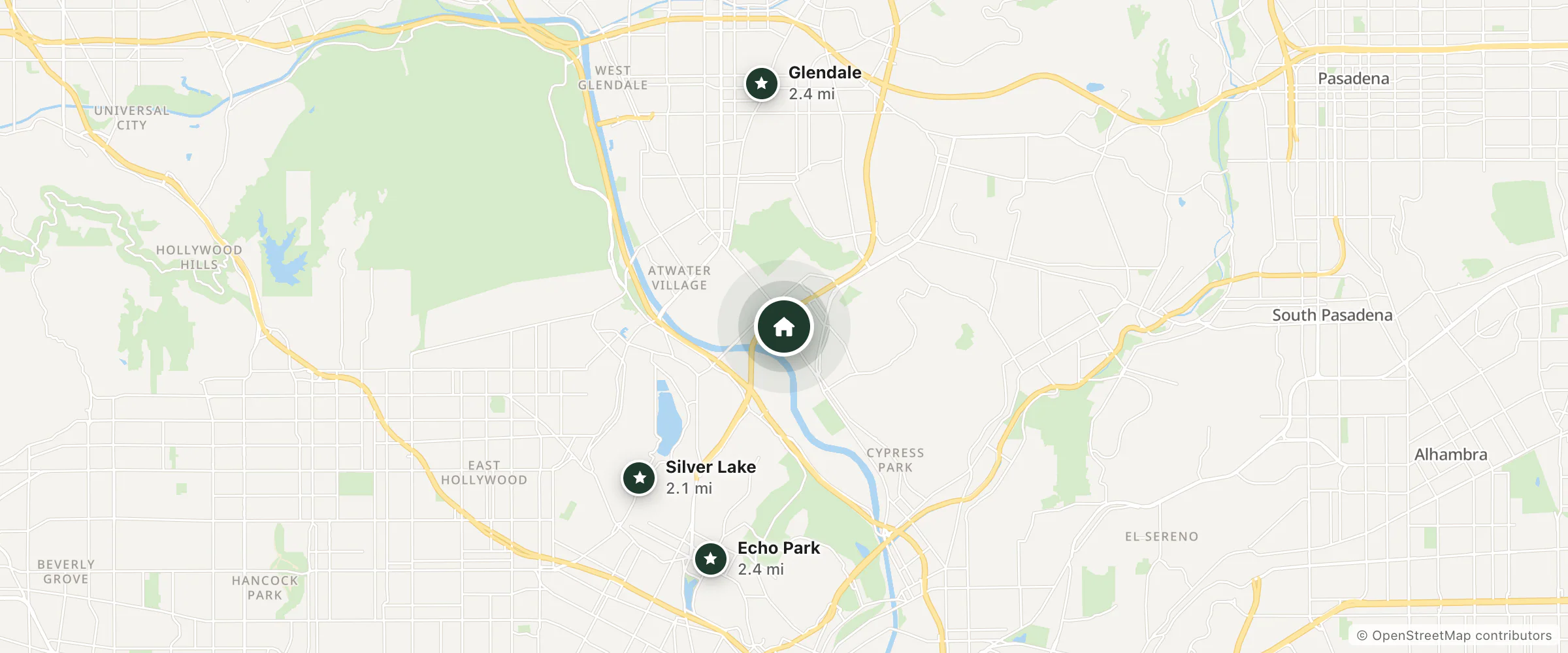 Map of Ramada Inn Burbank Airport and nearby Silver Lake, Echo Park and Glendale