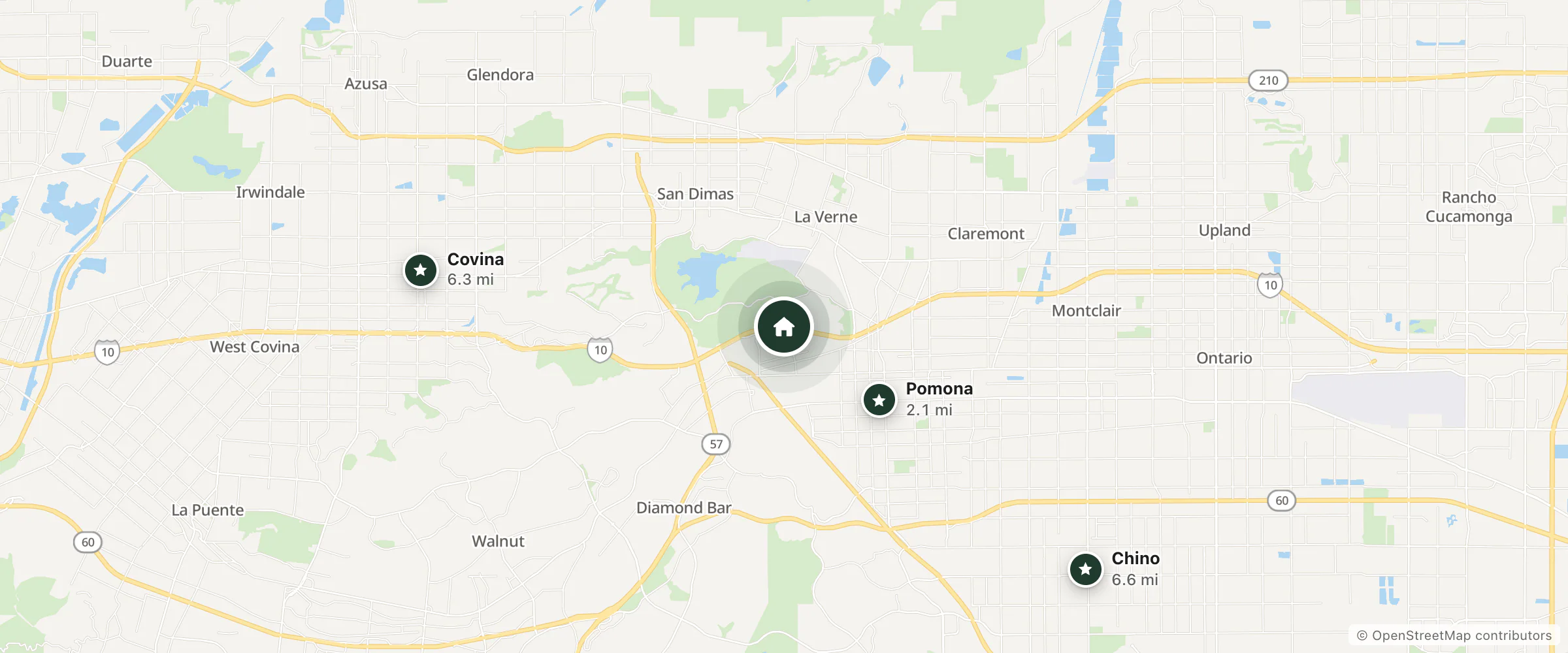 Map of Lemon Tree Inn and nearby Pomona, Covina and Chino