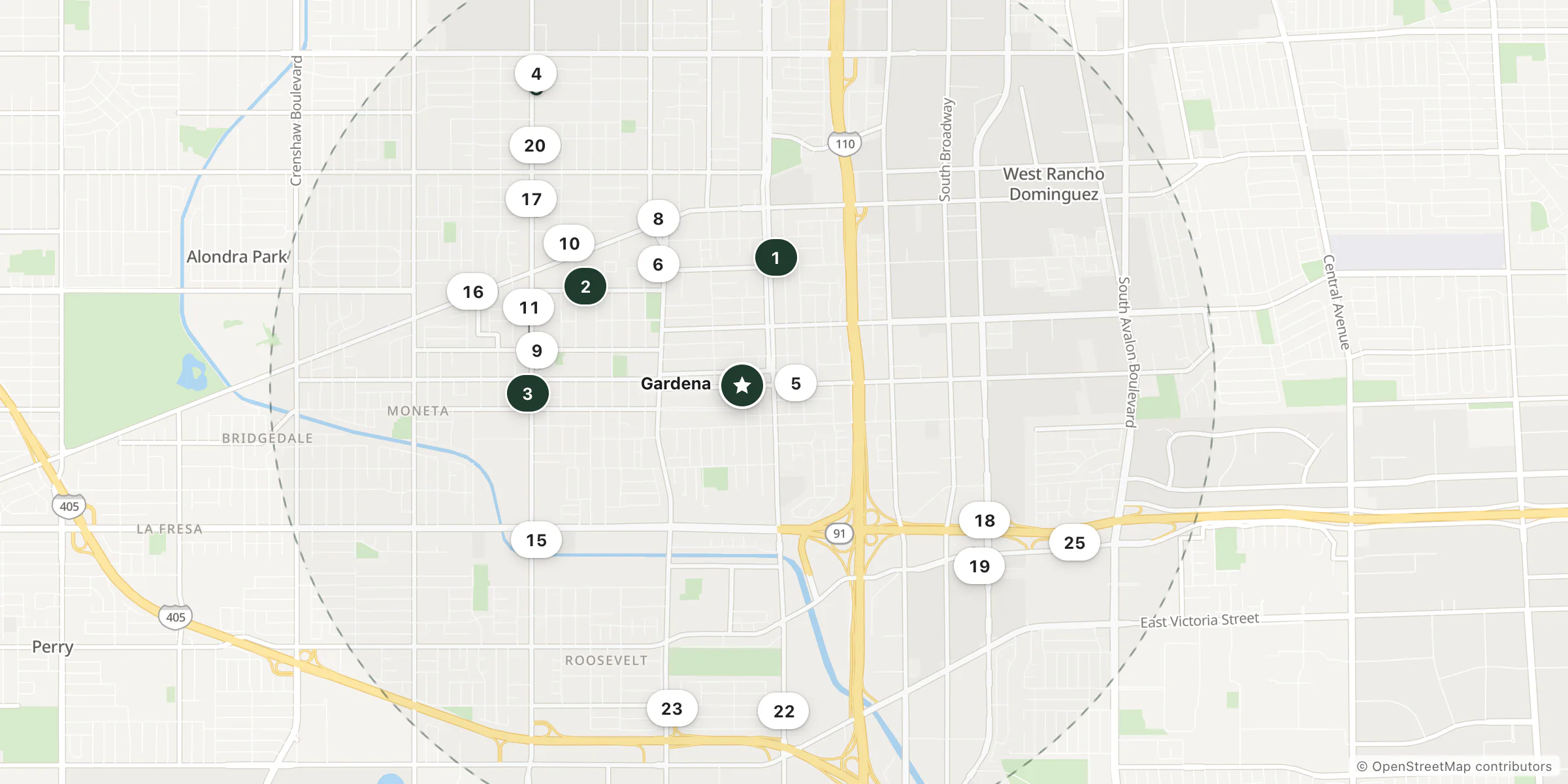 Map of hotels near Gardena