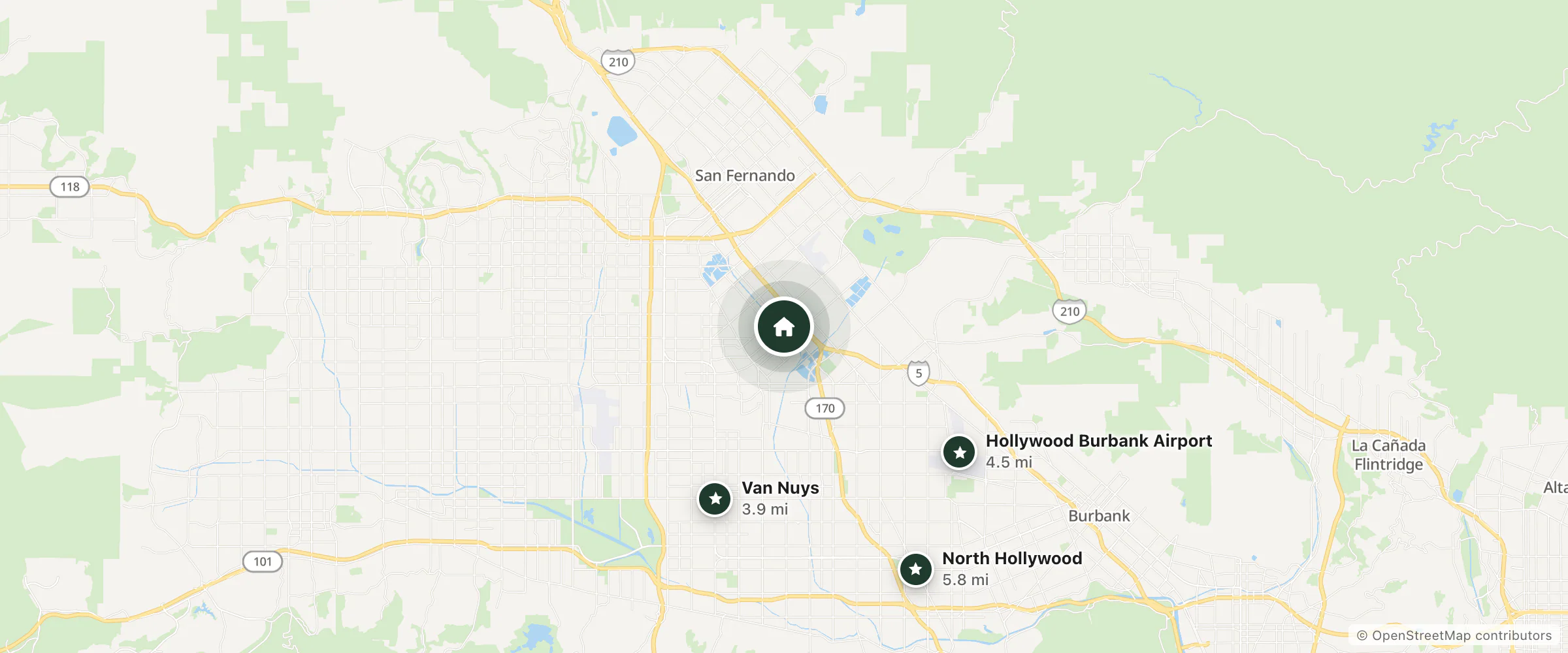 Map of Best Western Holywood Hotel California Los Angeles and nearby Van Nuys, Hollywood Burbank Airport and North Hollywood